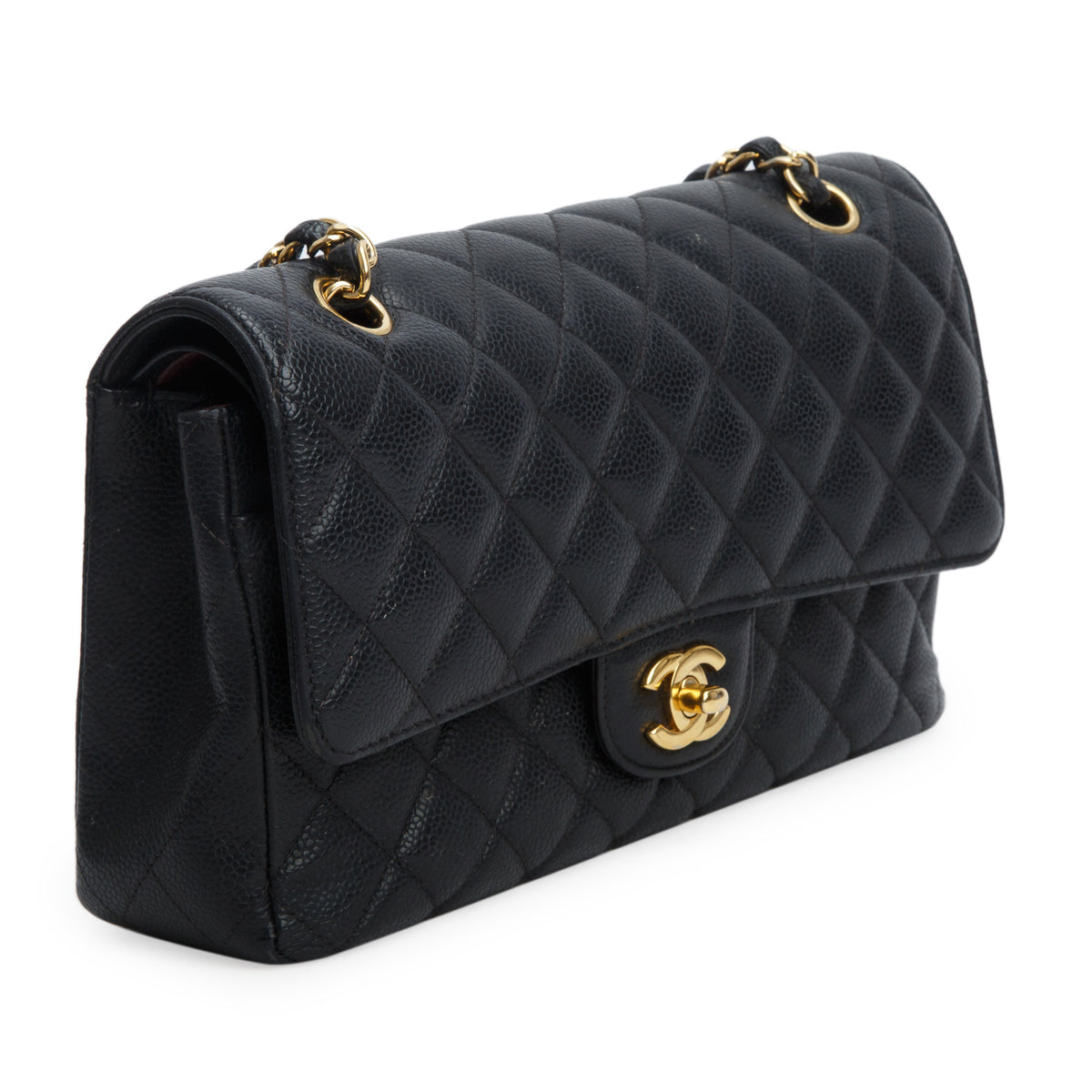 Chanel Black Caviar Quilted Medium Double Flap Bag w/ Authenticity Card & Receipt