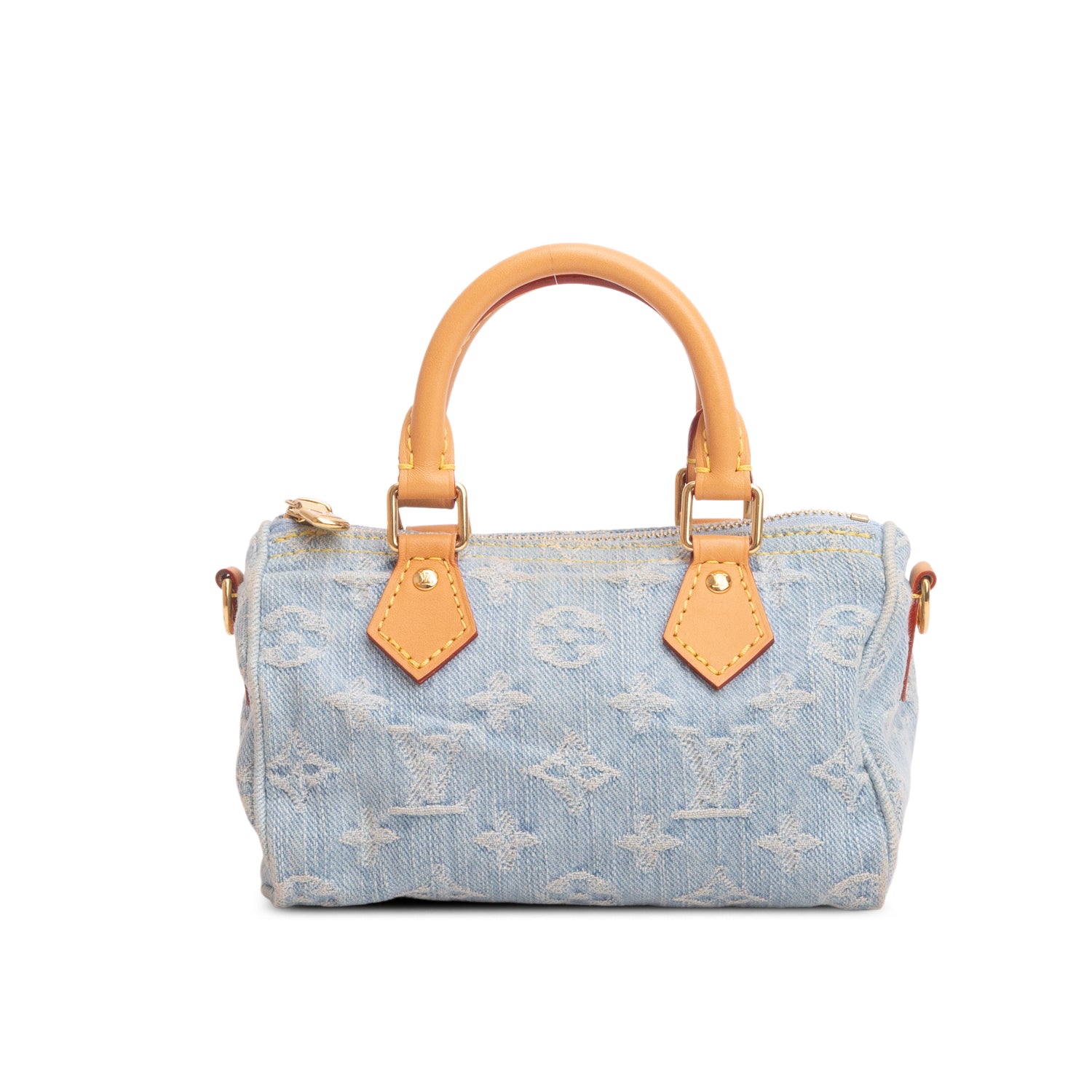 Louis Vuitton 2024 Blue Monogram Denim Nano Speedy w/ Box, Strap & Receipt