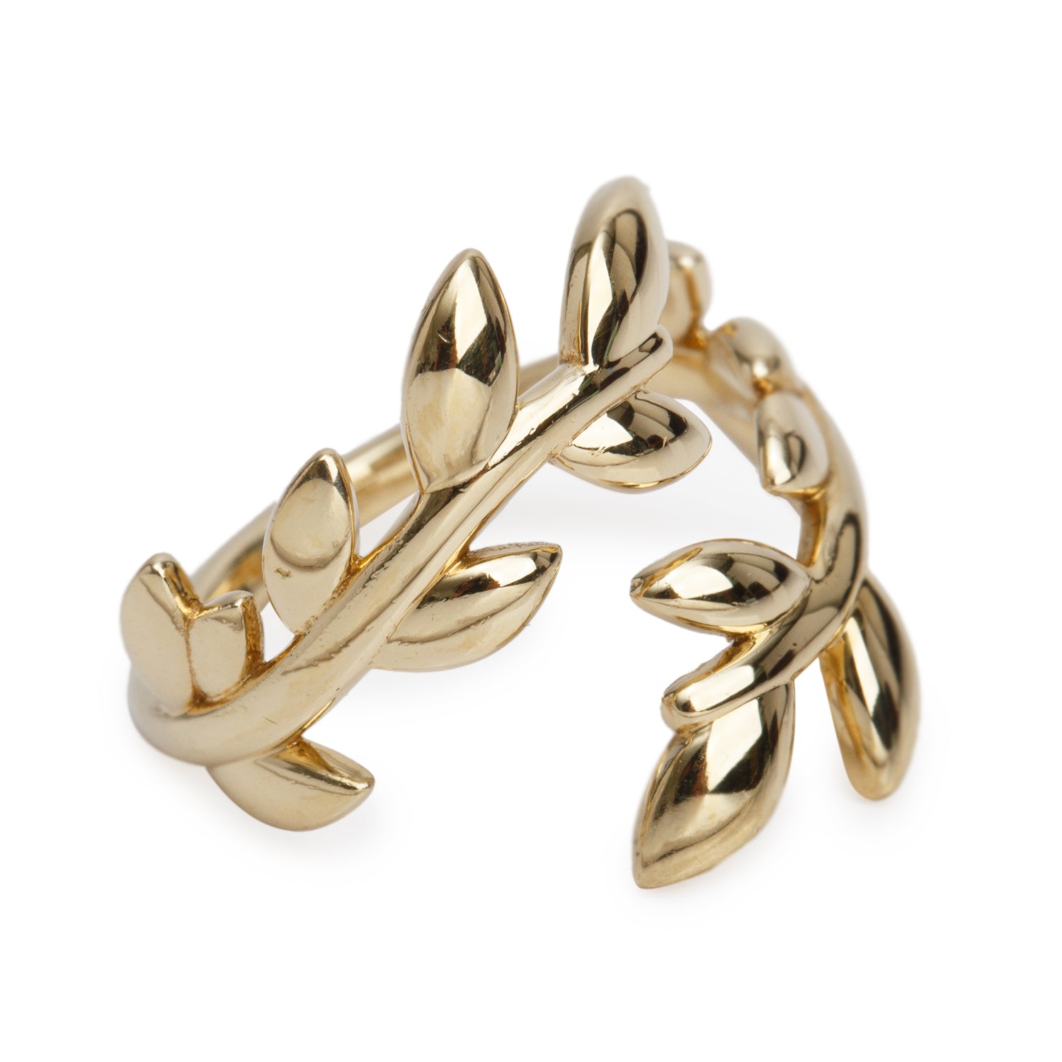 Tiffany & Co. 2025 Paloma Picasso 18k Yellow Gold Olive Leaf Bypass Ring, Size 6.25 w/ Box & Receipt