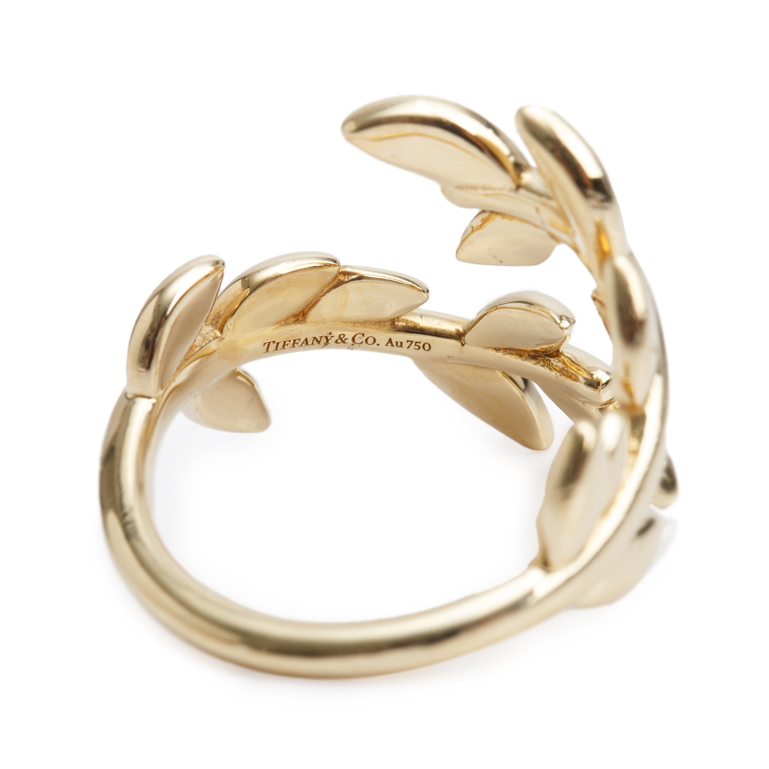 Tiffany & Co. 2025 Paloma Picasso 18k Yellow Gold Olive Leaf Bypass Ring, Size 6.25 w/ Box & Receipt