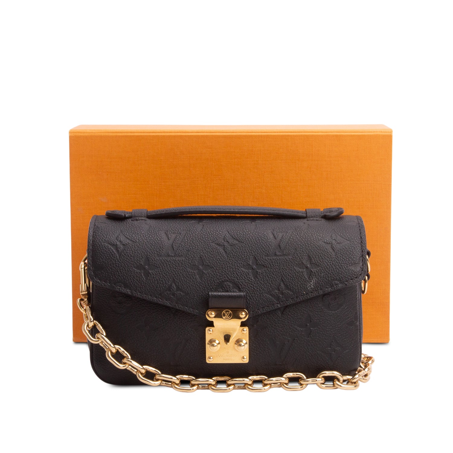 Louis Vuitton 2024 Black Monogram Empreinte East West Pochette Metis w/ Box, Strap & Receipt