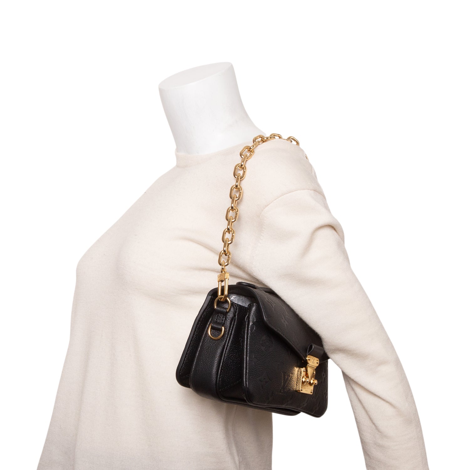 Louis Vuitton 2024 Black Monogram Empreinte East West Pochette Metis w/ Box, Strap & Receipt