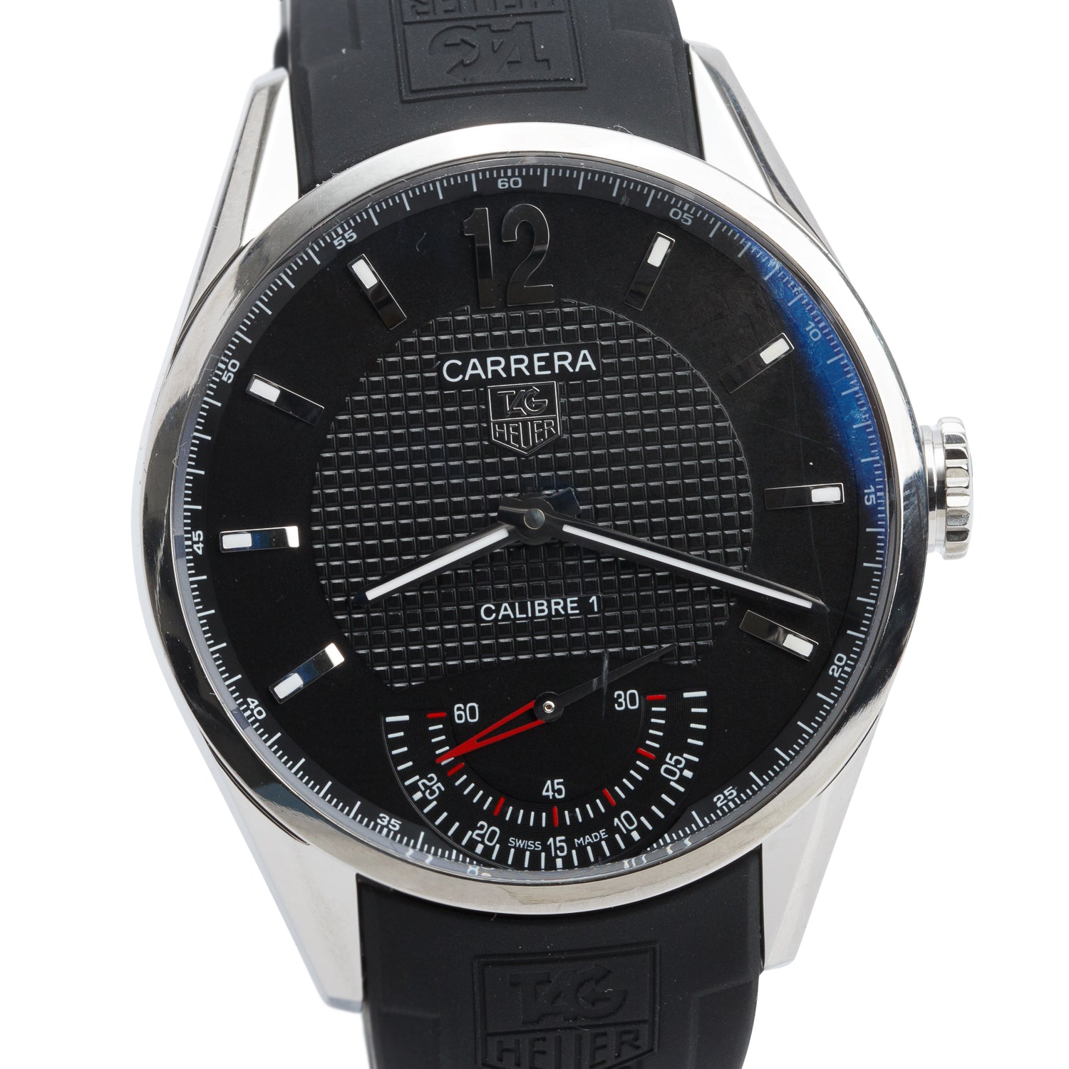 Tag Heuer Limited Edition Stainless Steel Carrera Calibre 1 43 MM Automatic Watch Black Dial WV3010 w/ Box & Extra Strap
