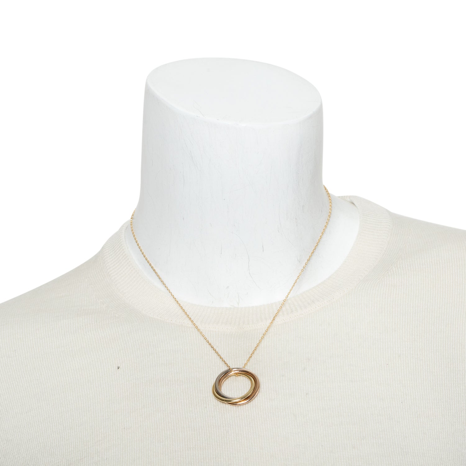 Cartier 18k Yellow, White & Rose Gold Trinity Pendant Necklace w/ Box