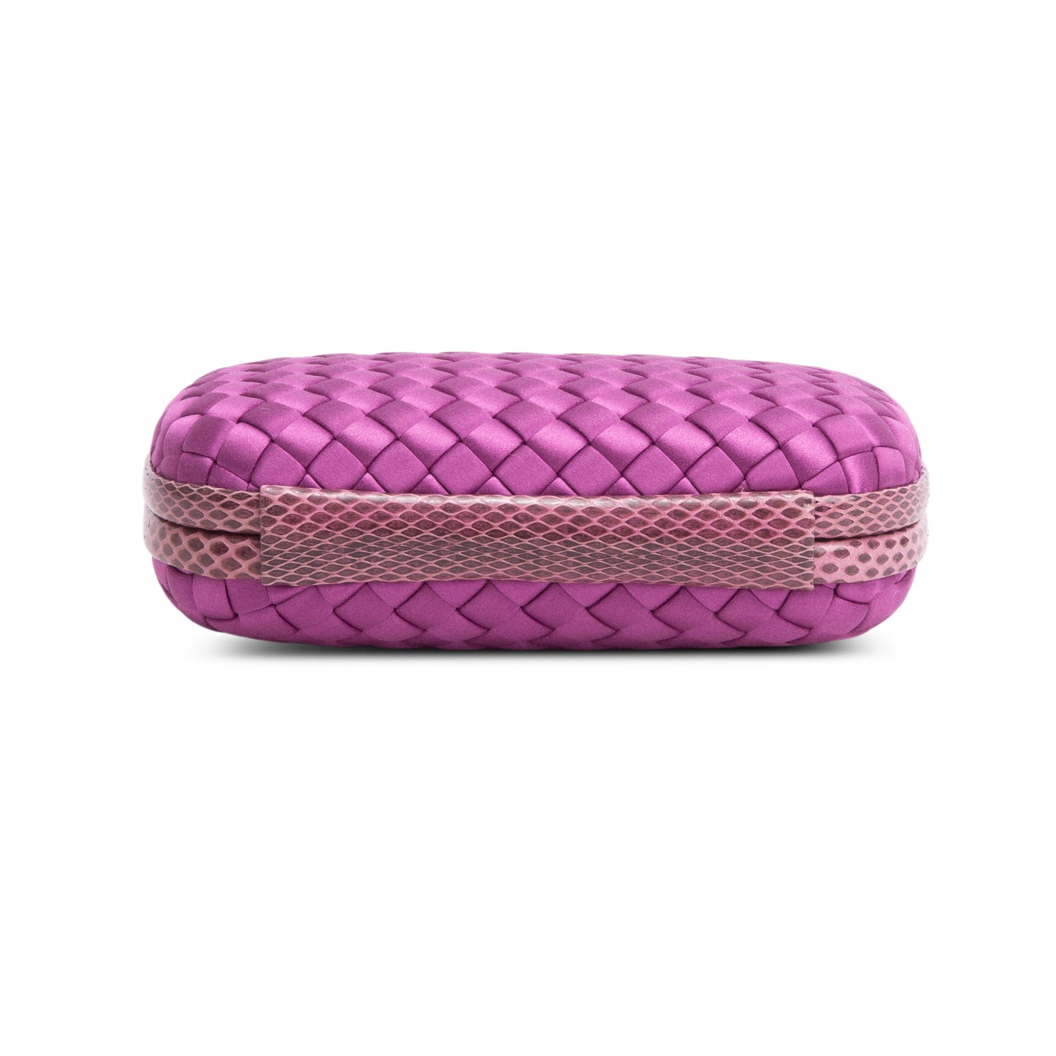 Bottega Veneta Purple Satin Ayers Intreccio Impero Knot Clutch w/ Box