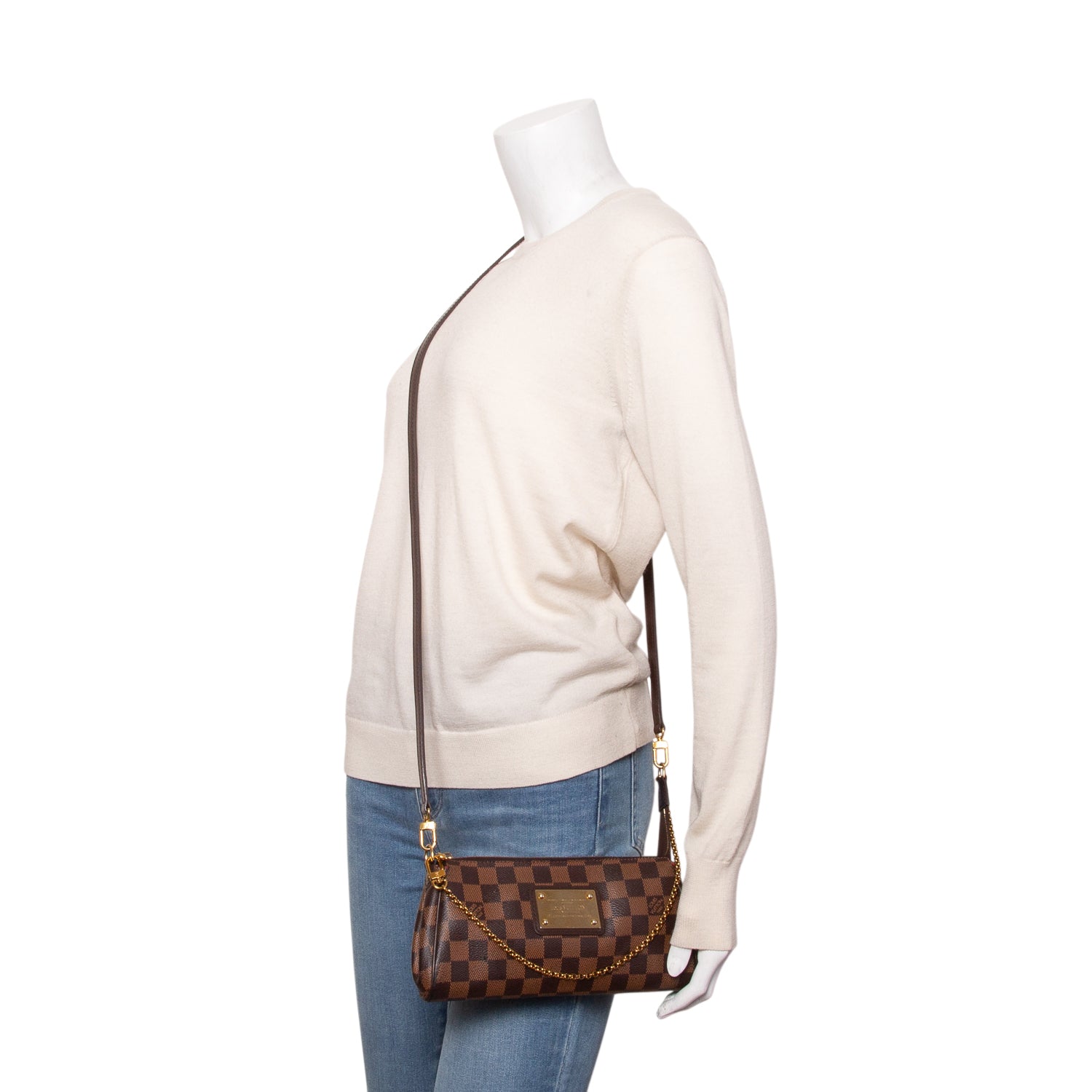 Louis Vuitton Damier Ebene Eva Clutch w/ Straps