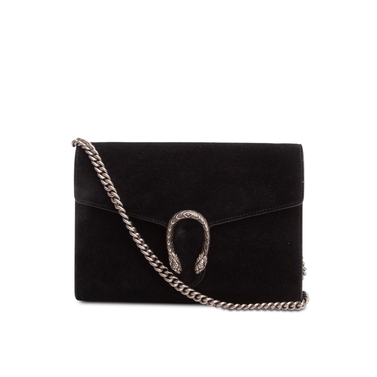 Gucci Black Suede Mini Dionysus Chain Wallet w/ Box