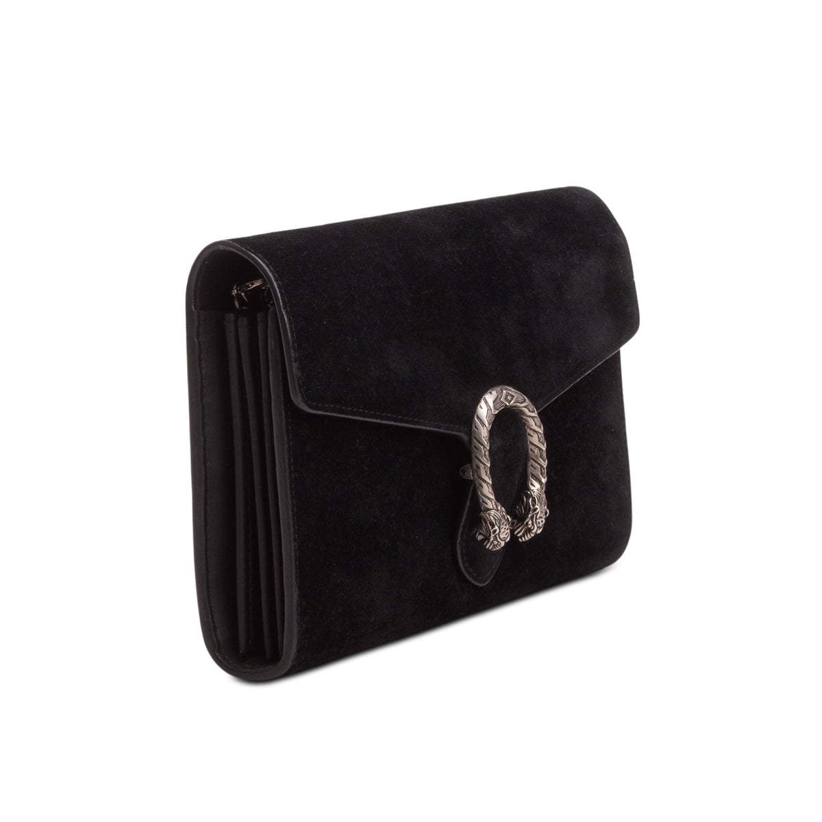 Gucci Black Suede Mini Dionysus Chain Wallet w/ Box