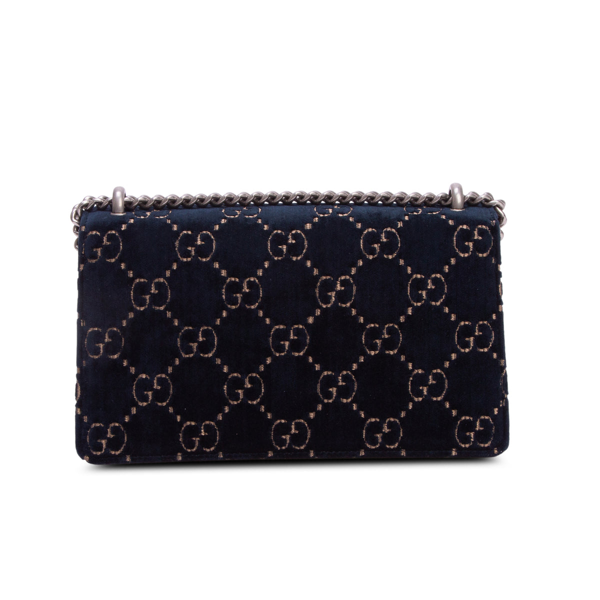 Gucci Blue Velvet Moon Calfskin Crystal GG Monogram Small Dionysus Shoulder Bag w/ Box