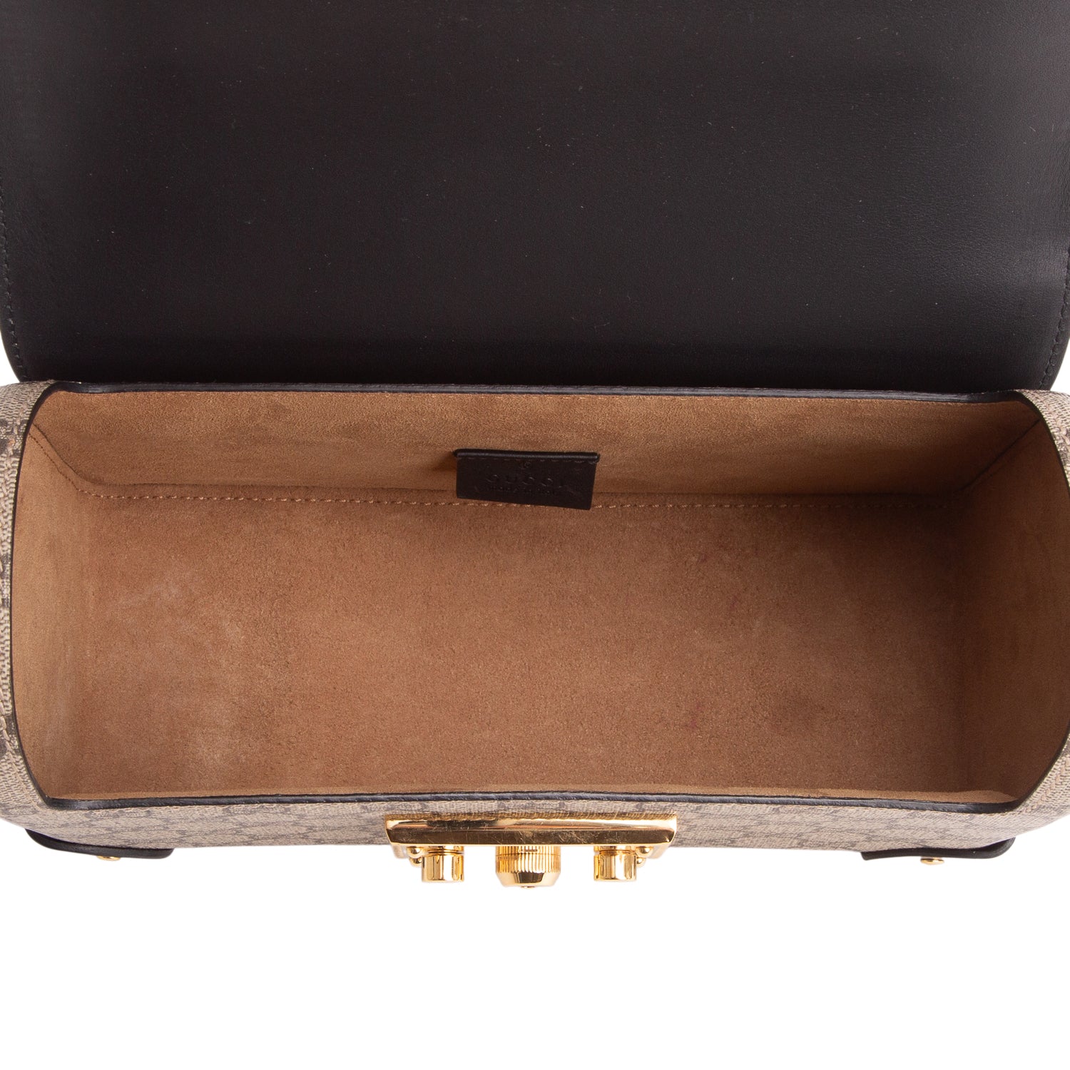 Gucci GG Supreme Monogram Small Padlock Bamboo Shoulder Bag w/ Strap