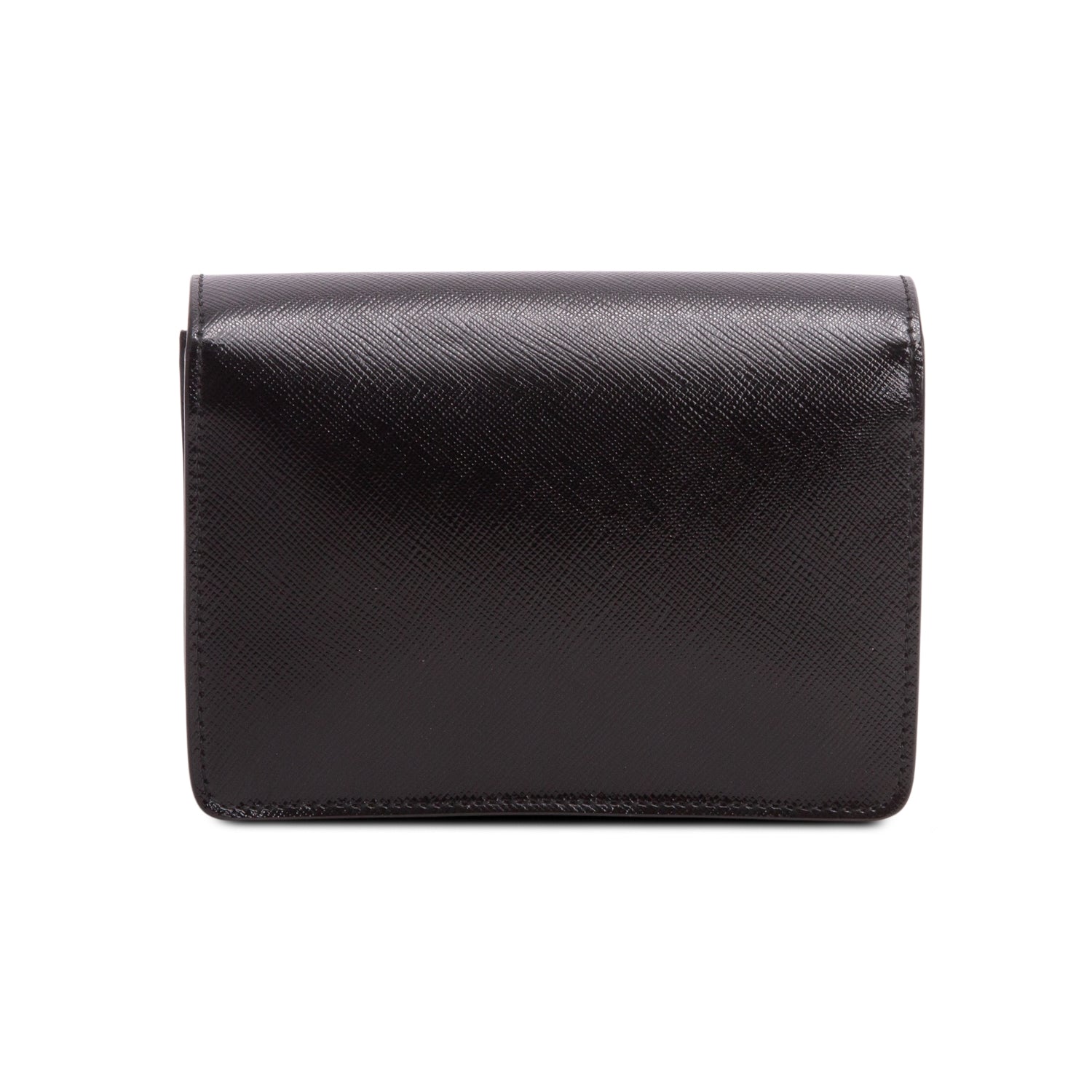 Prada Black Saffiano Vernice Metal Flap Wallet w/ Authenticity Card