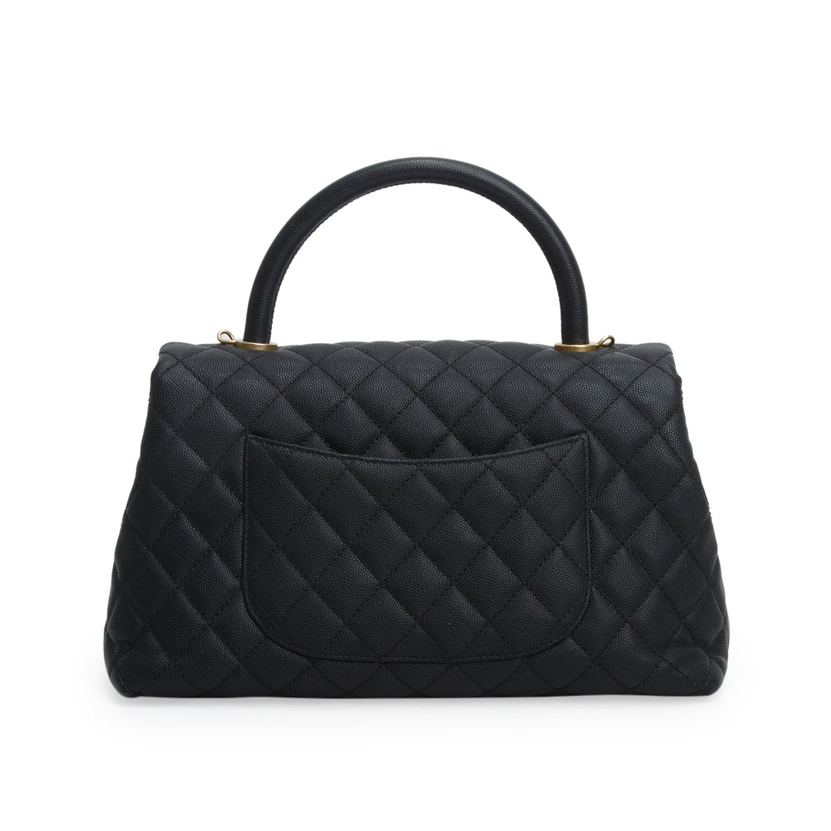 Chanel Black Caviar Quilted Small Coco Handle Flap