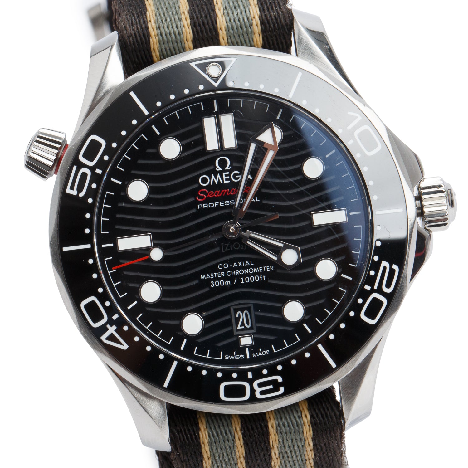 Omega Stainless Steel Seamaster Diver 300M Co-Axial Master Chronometer 42 MM Automatic Watch Black Dial w/ Box, Papers & Extra Strap