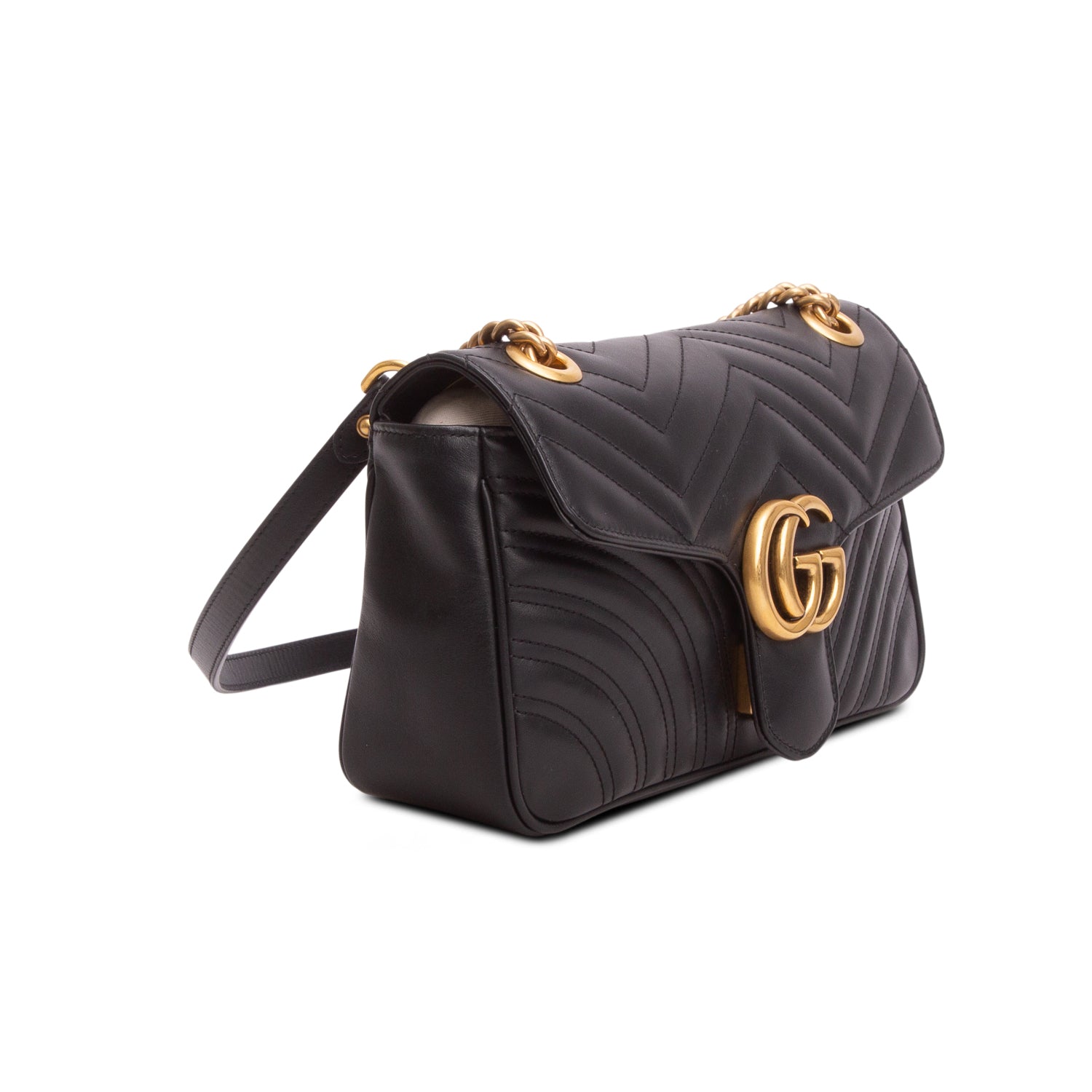 Gucci Black GG Marmont Matelasse Medium Shoulder Bag w/ Box