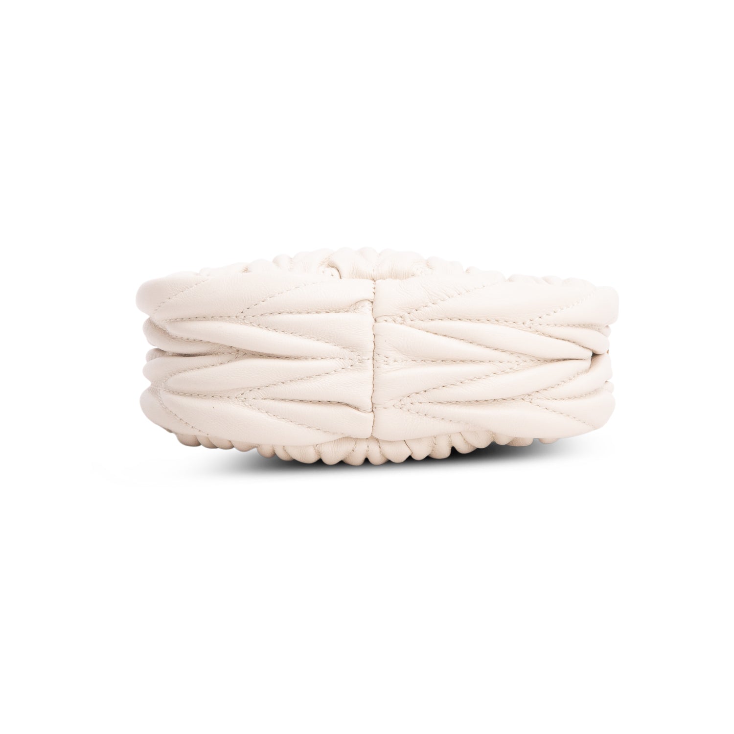 Miu Miu Cream Nappa Matelasse Micro Wander Hobo w/ Strap