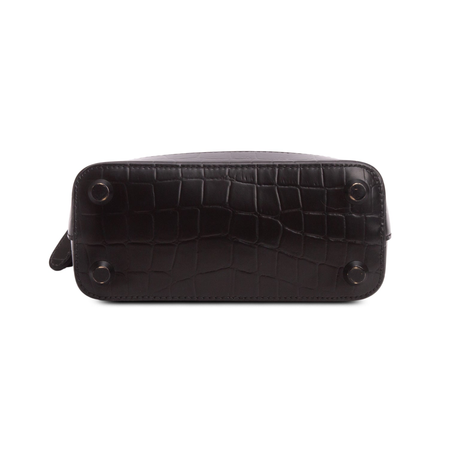 Balenciaga Black Croc Embossed Calfskin Leather XXS Ville Rivet Top Handle Bag w/ Strap