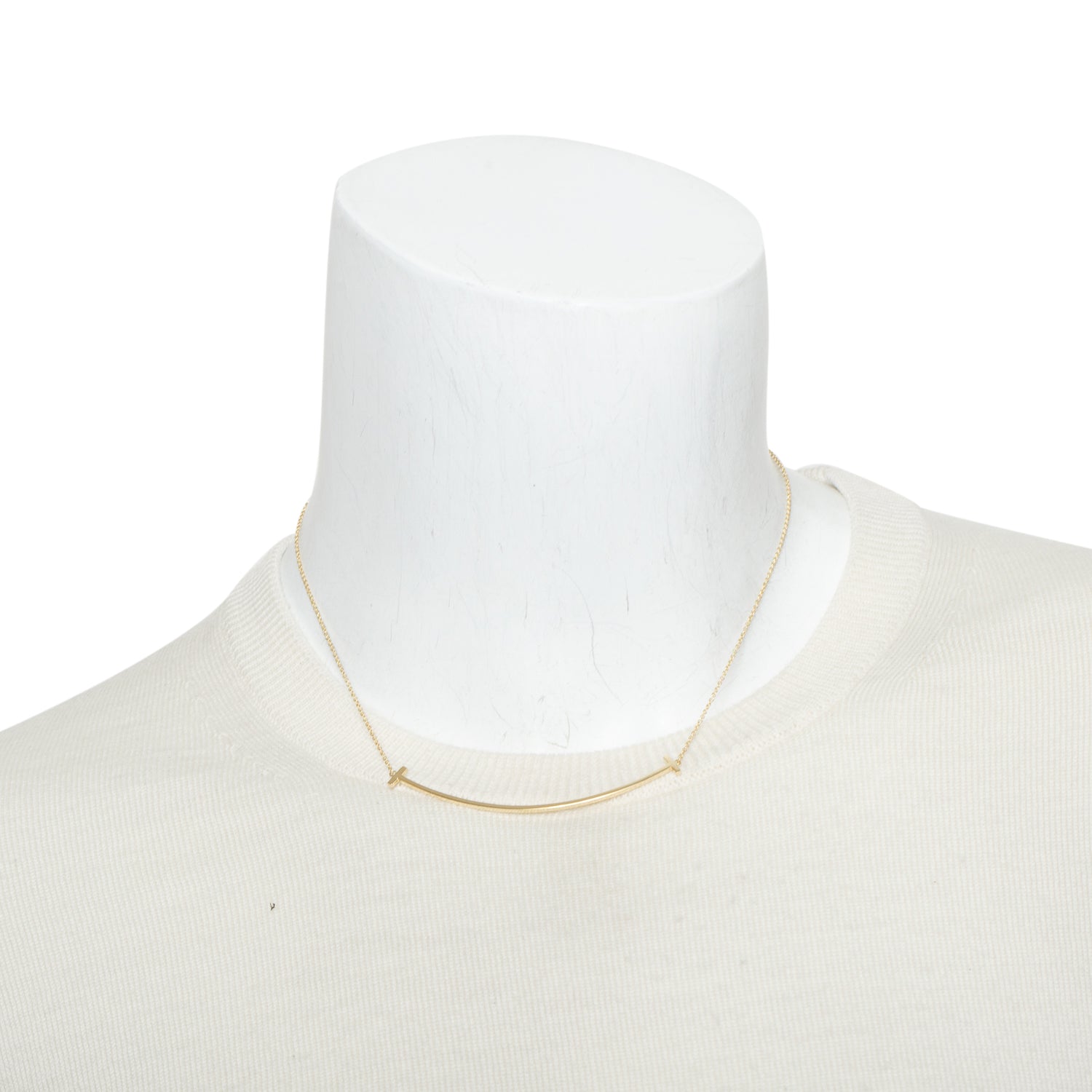 Tiffany & Co. 18k Yellow Gold Large T Smile Pendant Necklace w/ Box