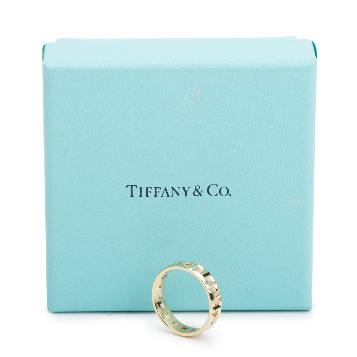 Tiffany & Co. 18k Yellow Gold T True Wide 5.5 MM Ring, Size 8.25 w/ Box