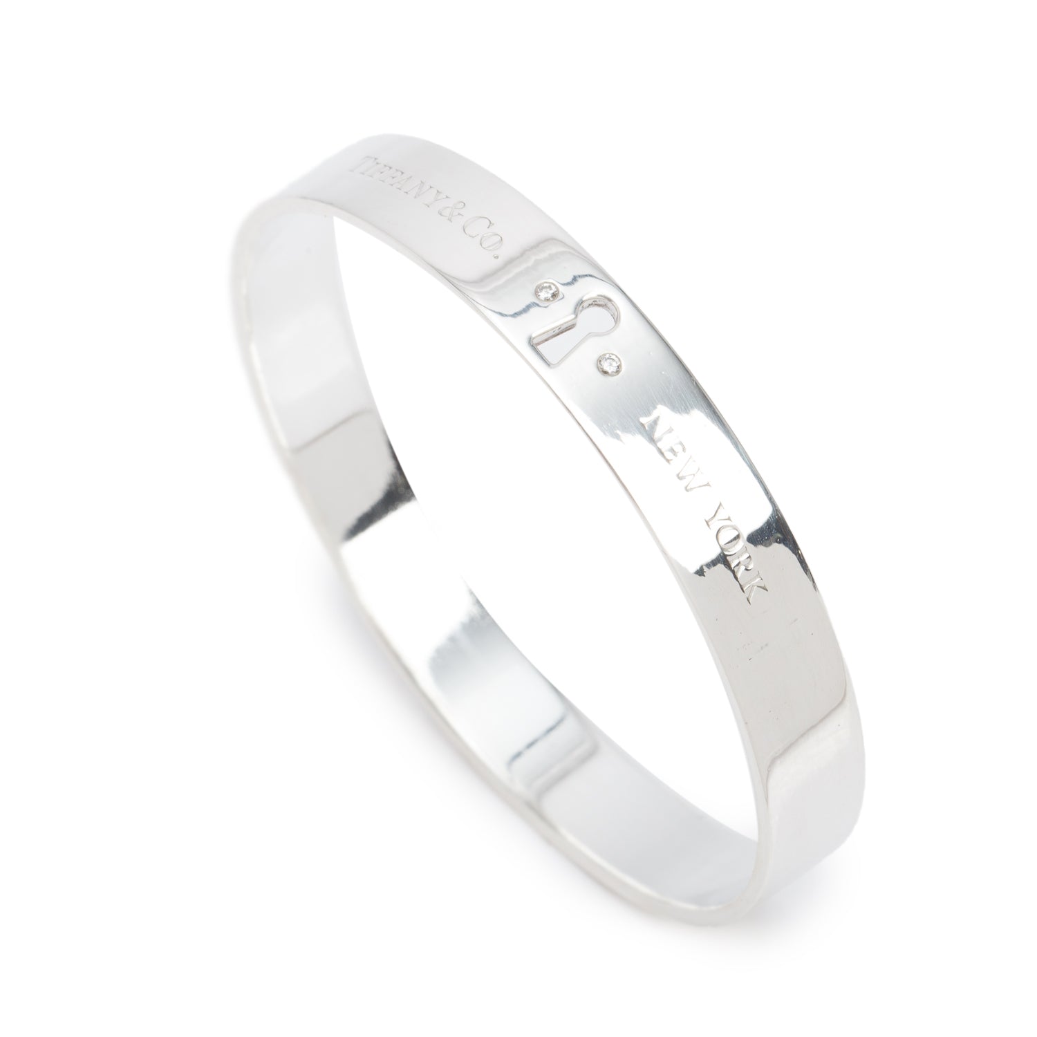 Tiffany & Co. Sterling Silver Diamond Locks Bangle