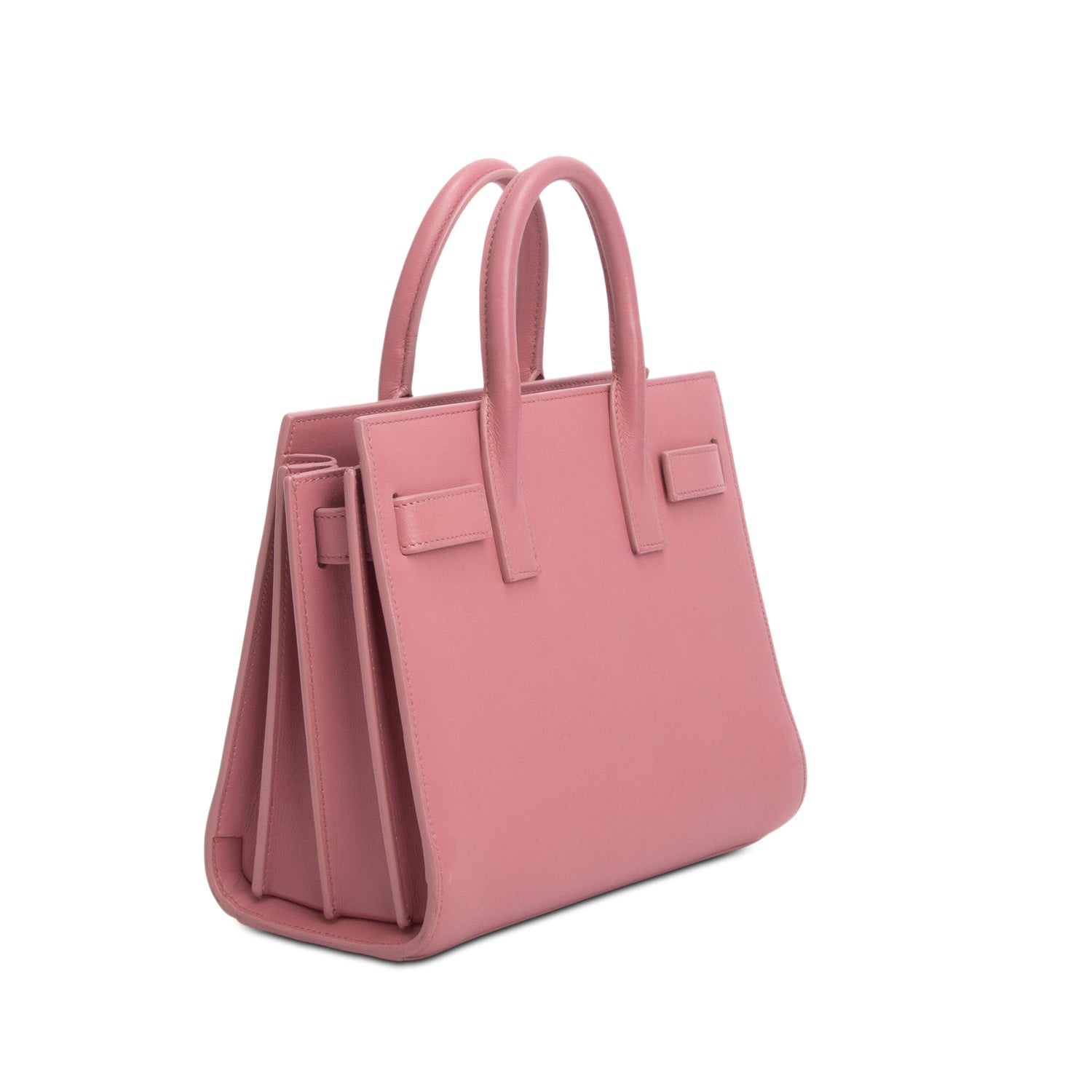 Saint Laurent Pink Smooth Calfskin Leather Nano Sac De Jour w/ Strap