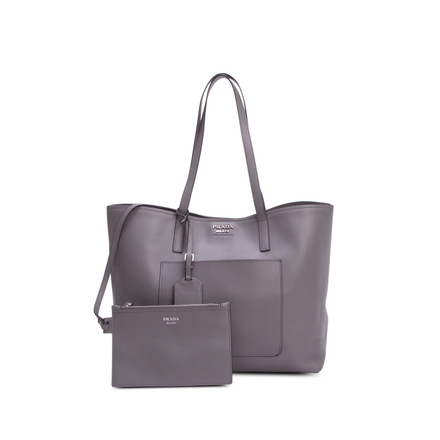 Prada Grey City Calf Tote w/ Strap