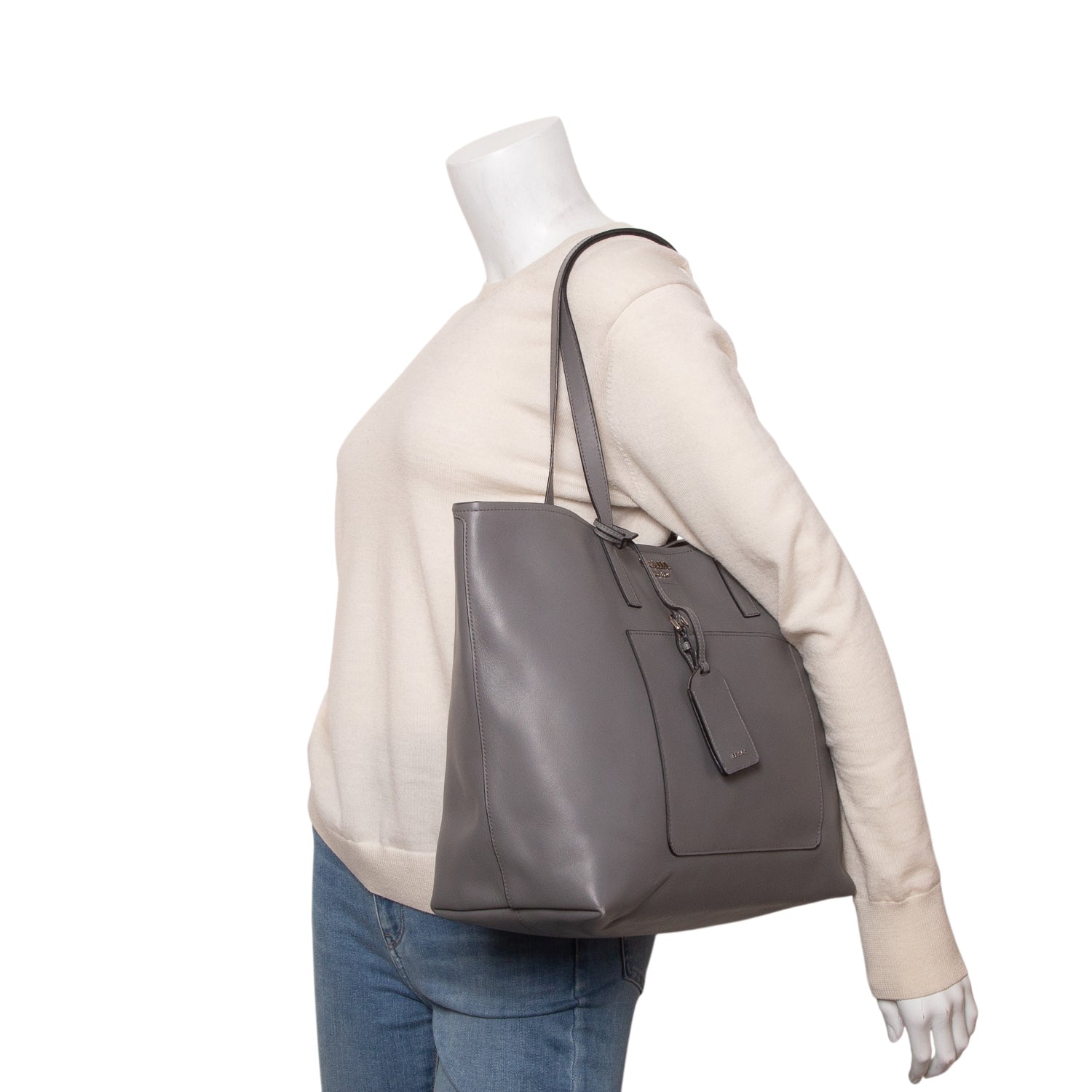 Prada Grey City Calf Tote w/ Strap
