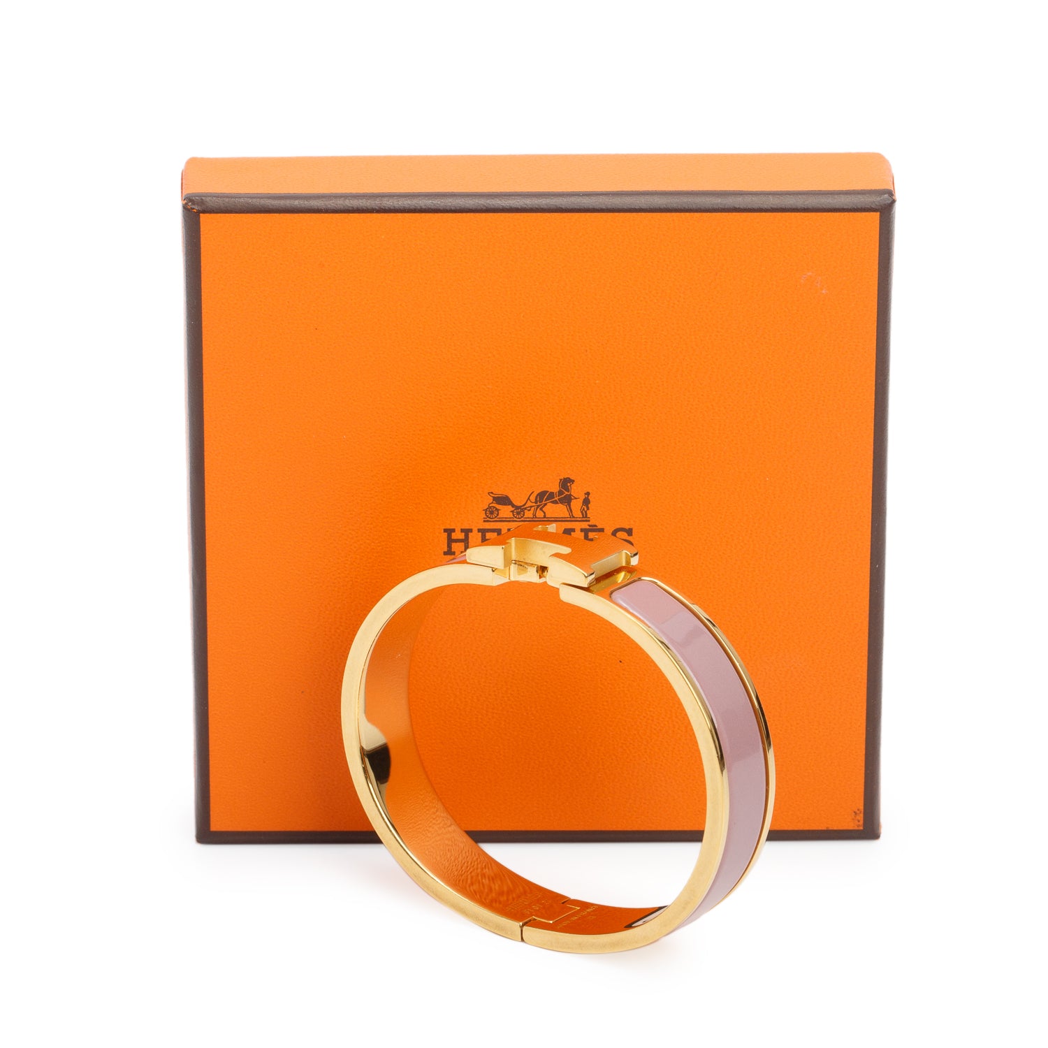 Hermes Gold-Plated Purple Enamel Clic H Bracelet