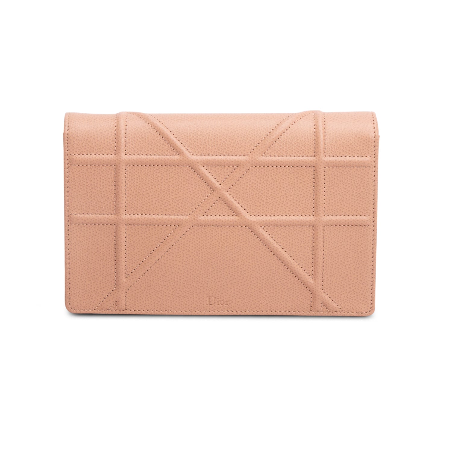 Christian Dior Pink Grained Calfskin Diorama Wallet on Chain w/ Box
