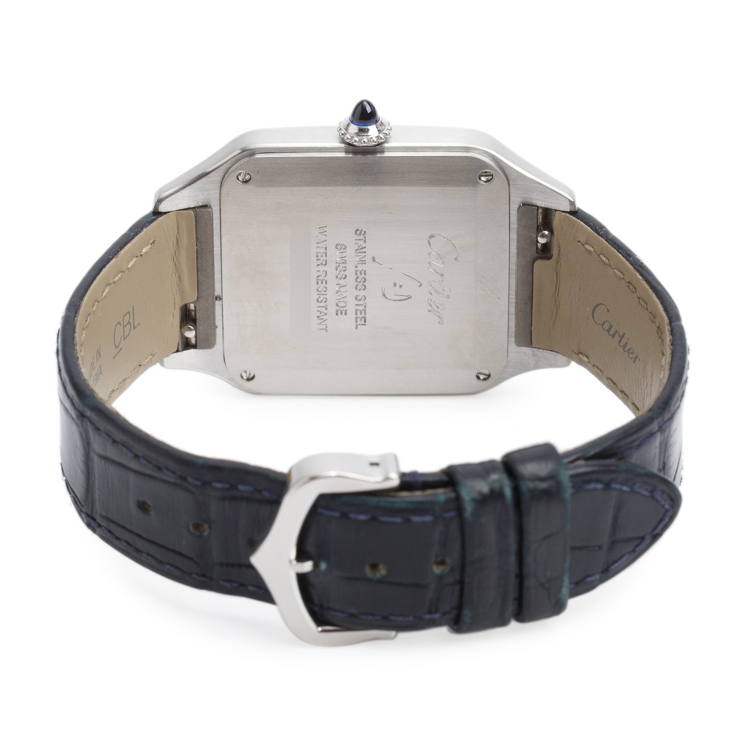 Cartier Stainless Steel Santos Dumont Watch, Silver Dial Large Model 4240 w/ Box & Papers