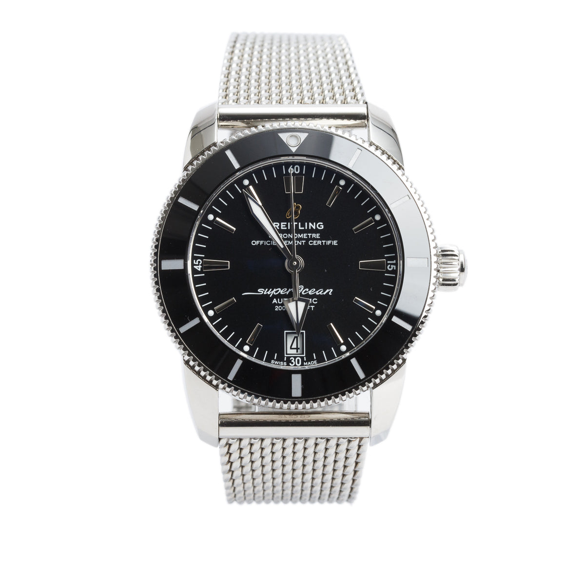 Breitling Stainless Steel Superocean Heritage II 42 MM Automatic Watch Black Dial AB2010 w/ Box & Papers