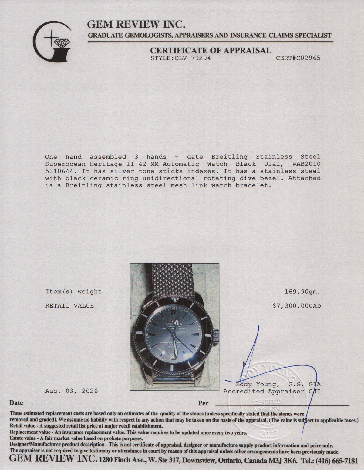 Breitling Stainless Steel Superocean Heritage II 42 MM Automatic Watch Black Dial AB2010 w/ Box & Papers
