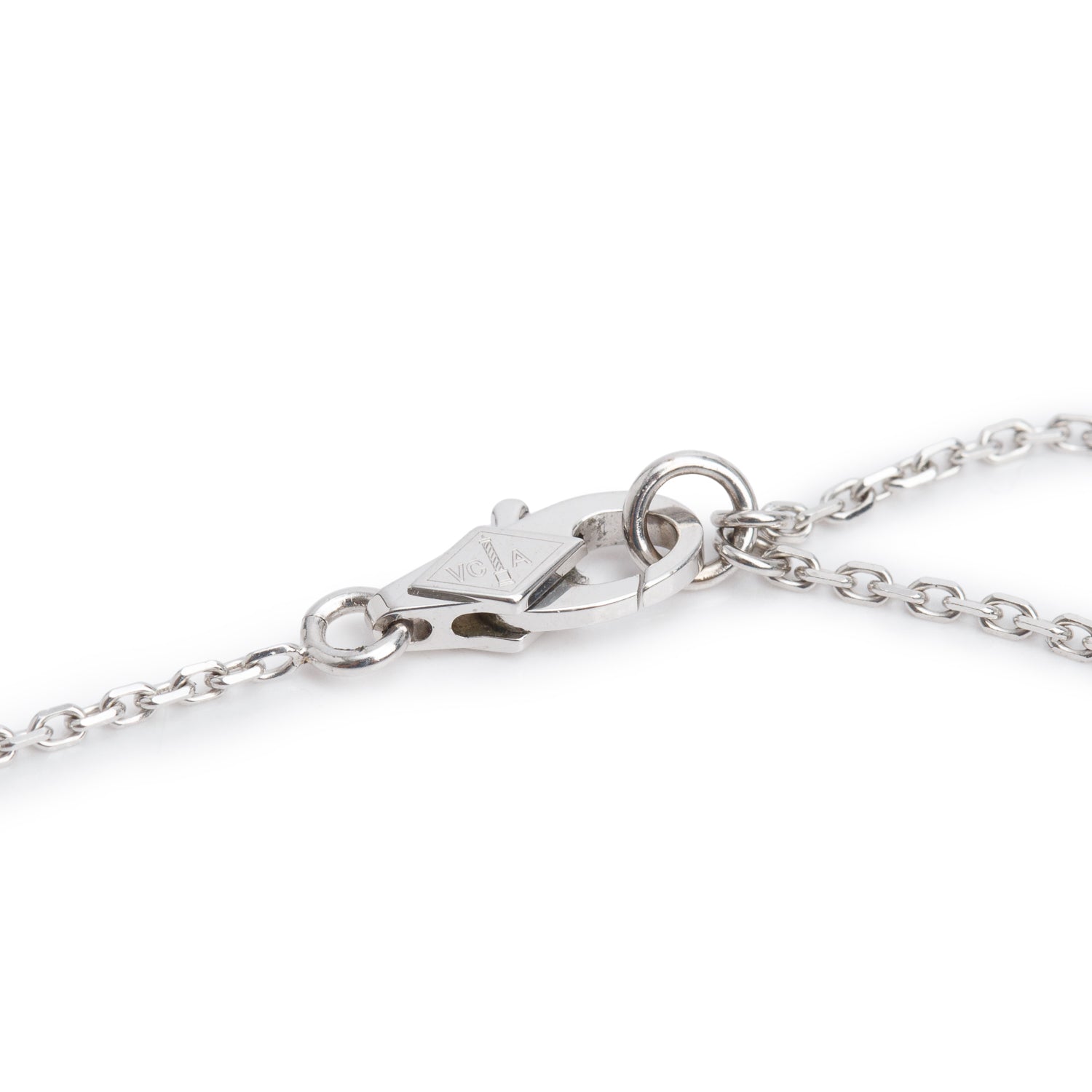 Van Cleef & Arpels 2025 18k White Gold Diamond Sweet Alhambra Pendant Necklace w/ Box & Receipt