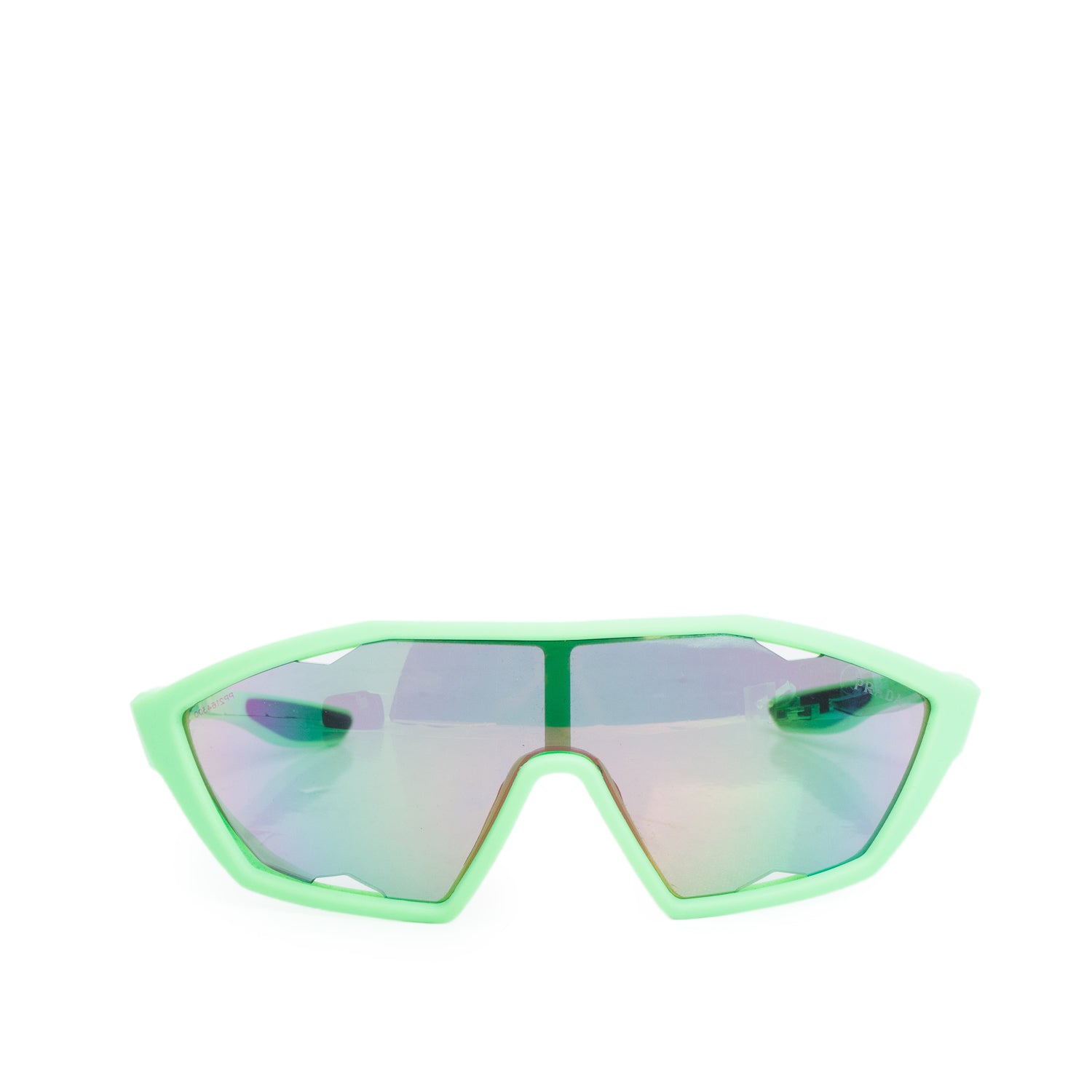 Prada SPS 16U Green Rubber Shield Sunglasses w/ Case