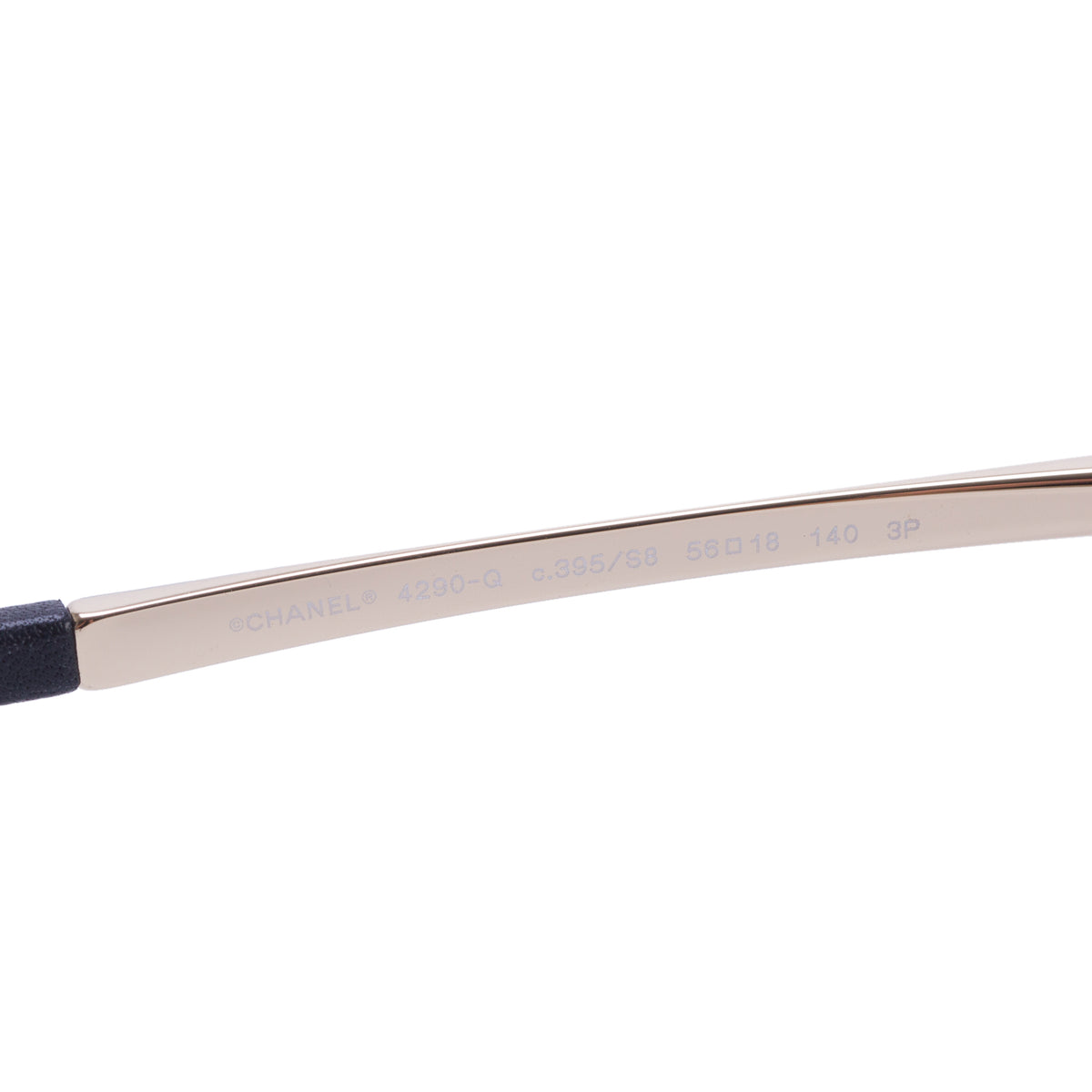 Chanel 4290-Q Gold-Tone Calfskin & Denim Pilot Sunglasses