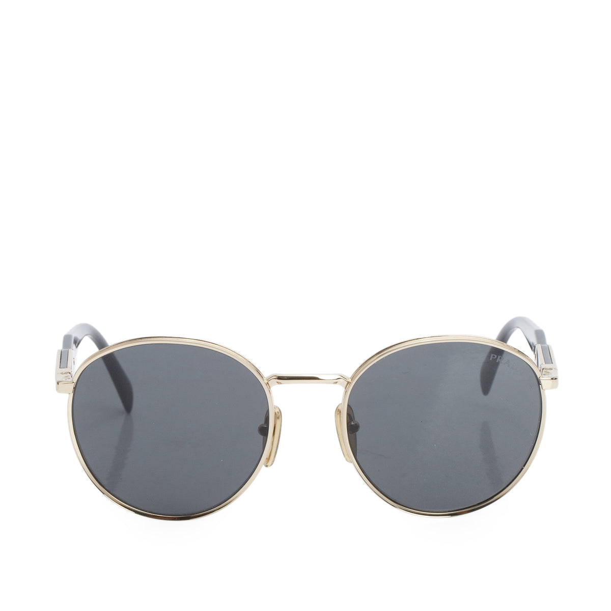 Prada SPR 56Z Gold-Tone Round Sunglasses w/ Case