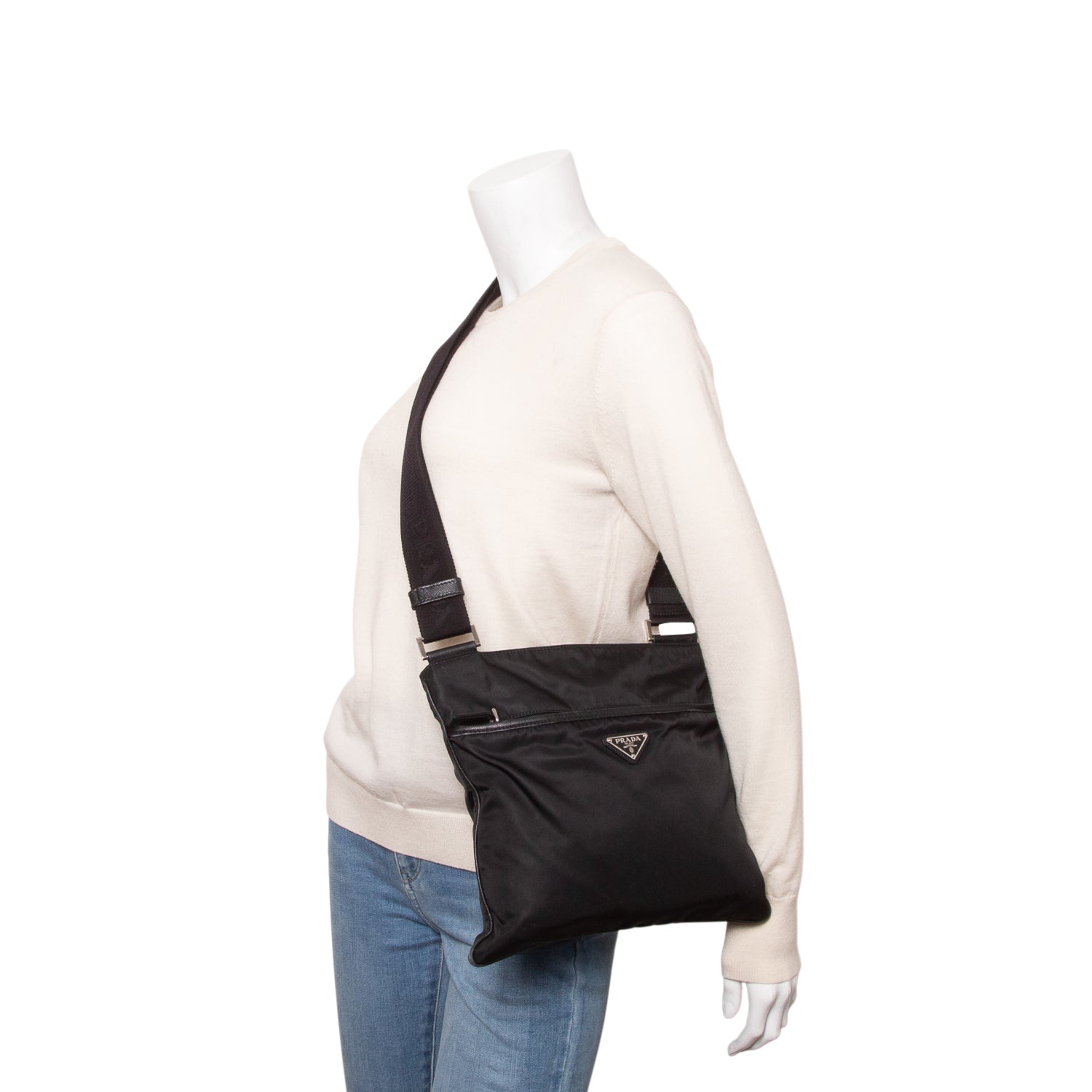Prada Black Nylon Vela Flat Messenger