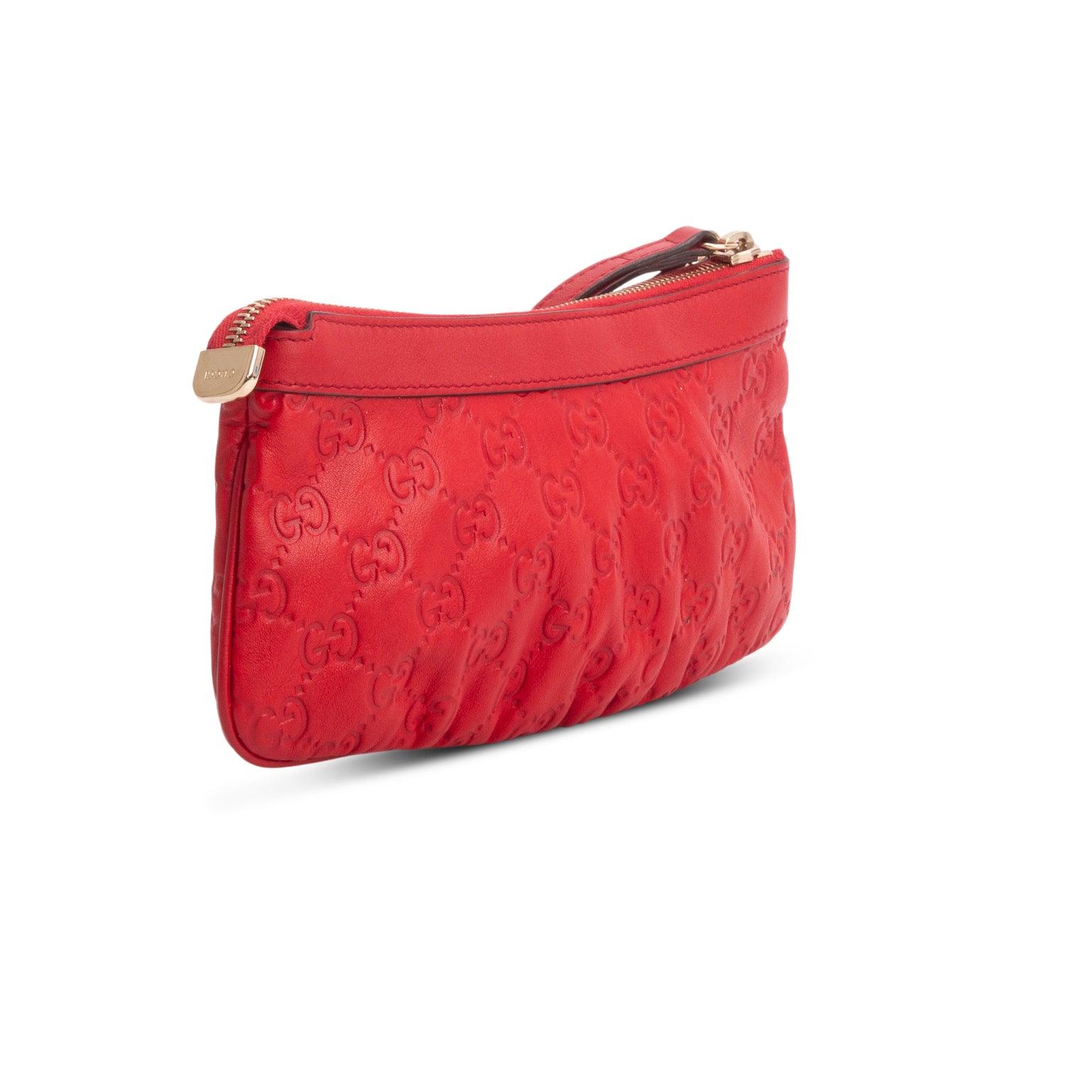 Gucci Red Calfskin Signature New Britt Wristlet