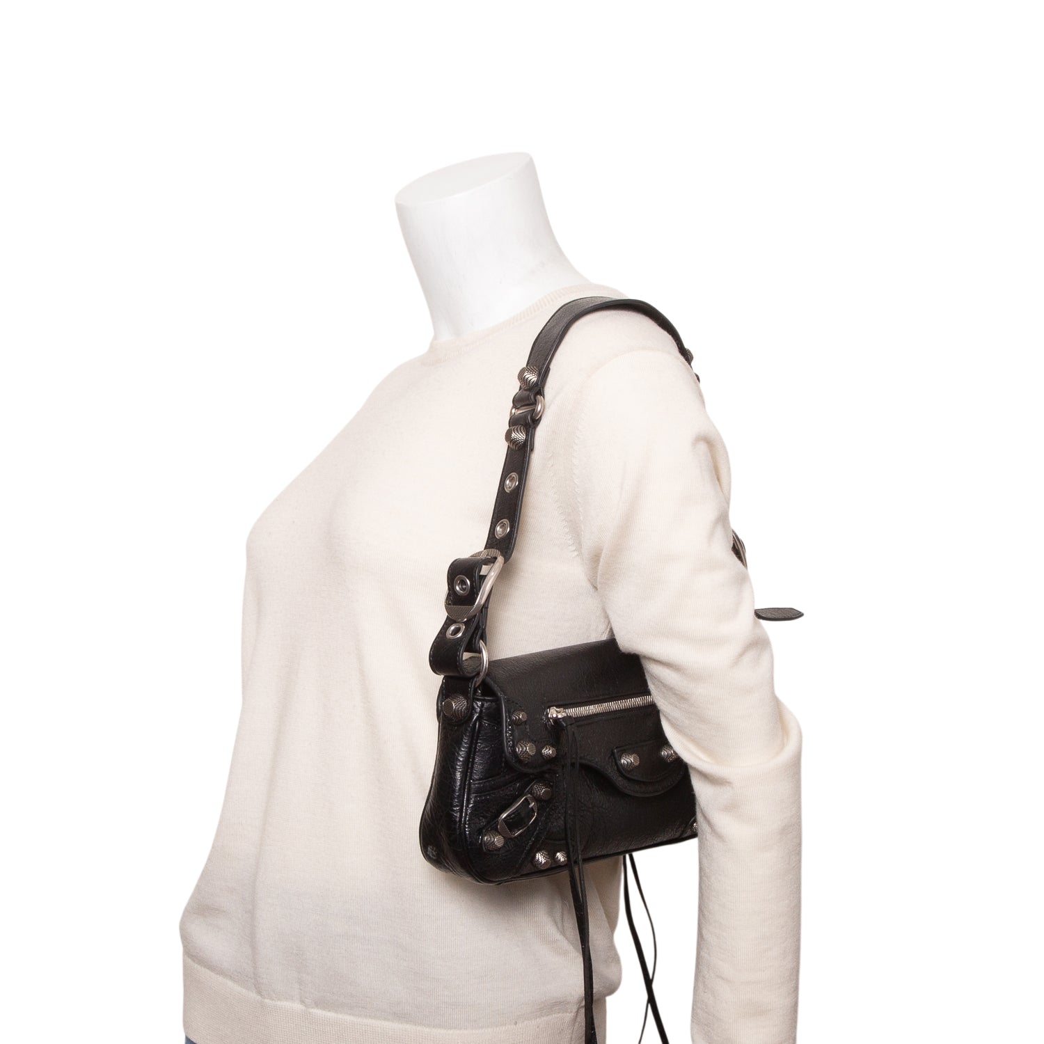 Balenciaga Black Agneau Arena Le Cagole Sling Bag XS