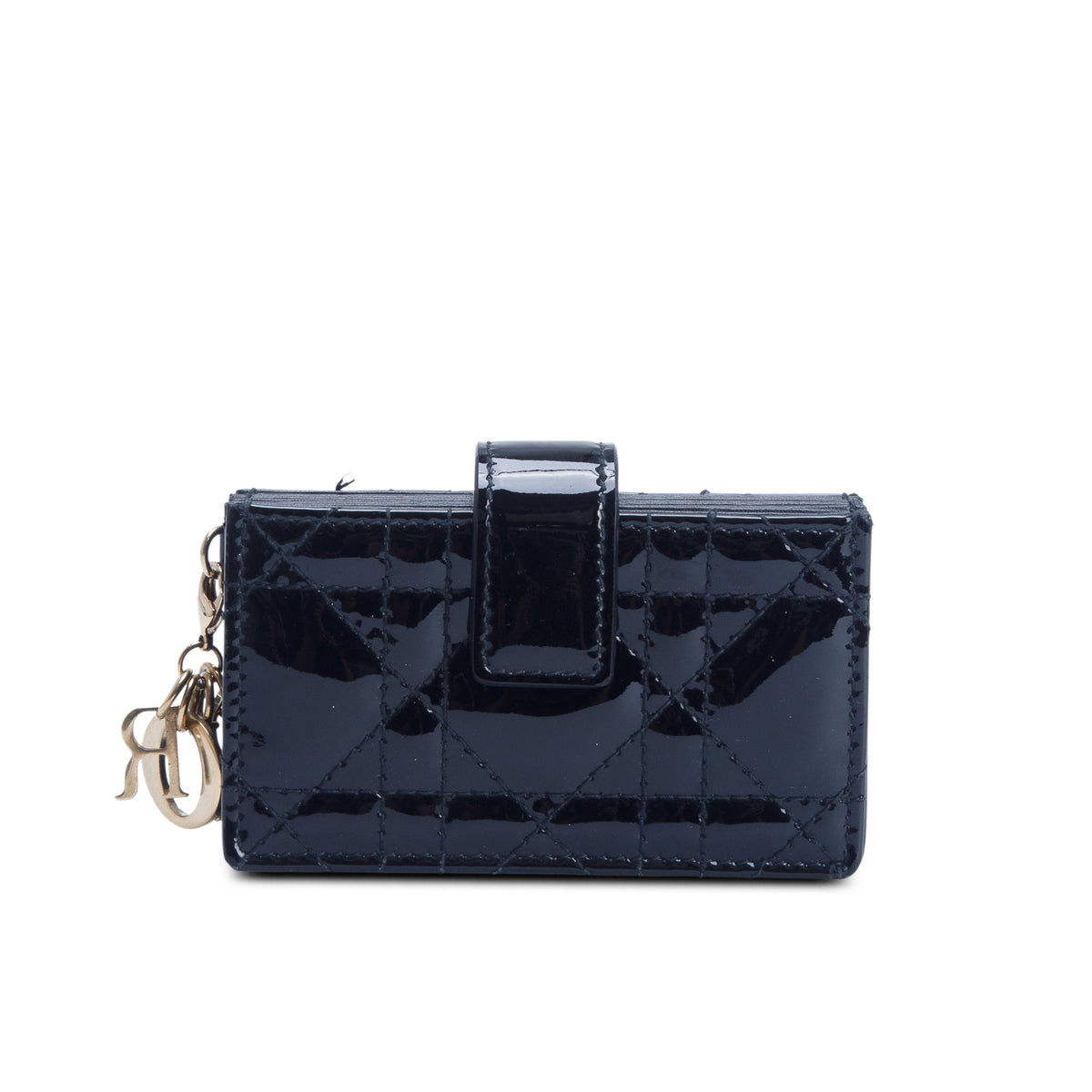 Christian Dior 2020 Black Patent Leather Cannage Monochrome Lady Dior Jasmine 5-Gusset Card Holder