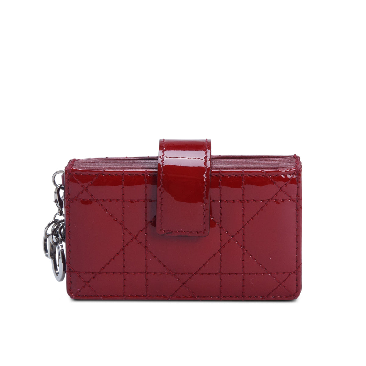 Christian Dior Red Patent Leather Cannage Monochrome Lady Dior Jasmine 5-Gusset Card Holder
