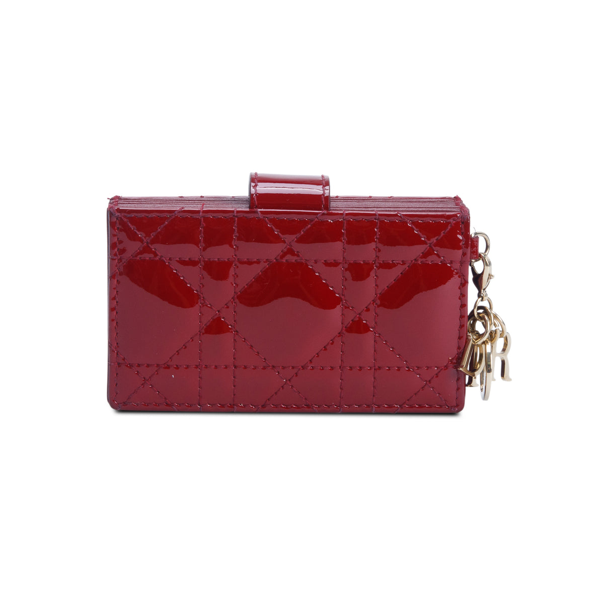 Christian Dior 2021 Red Patent Leather Cannage Monochrome Lady Dior Jasmine 5-Gusset Card Holder