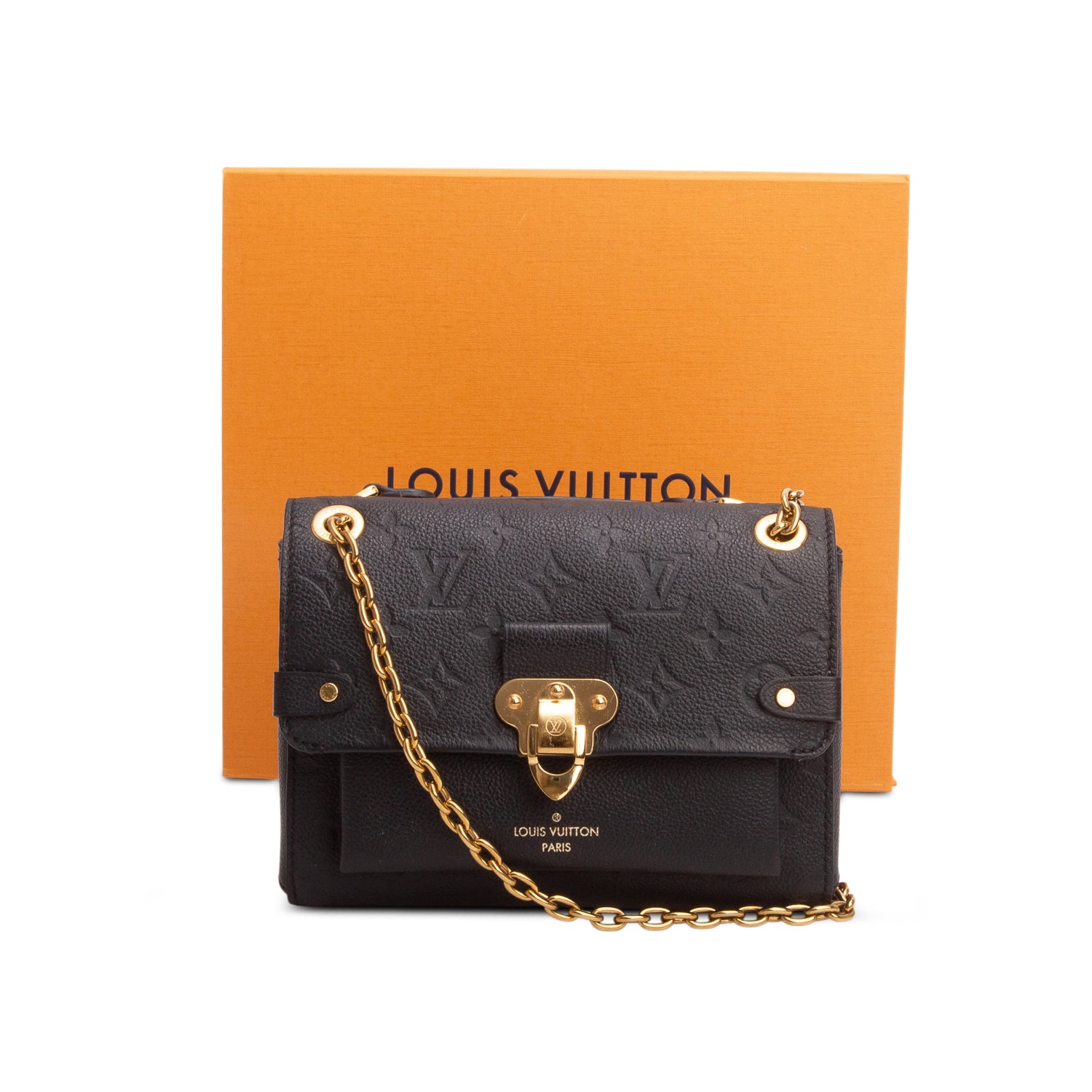 Louis Vuitton Black Monogram Empreinte Leather Vavin BB w/ Box