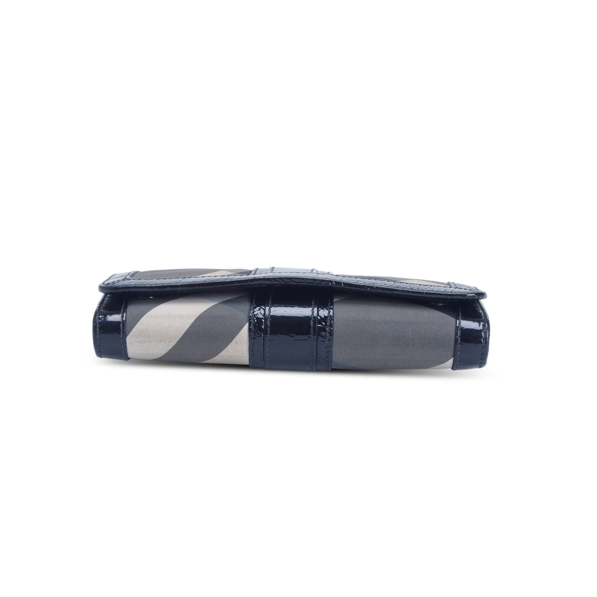 Burberry Black Patent Leather Trimmed Beat Check Continental Wallet