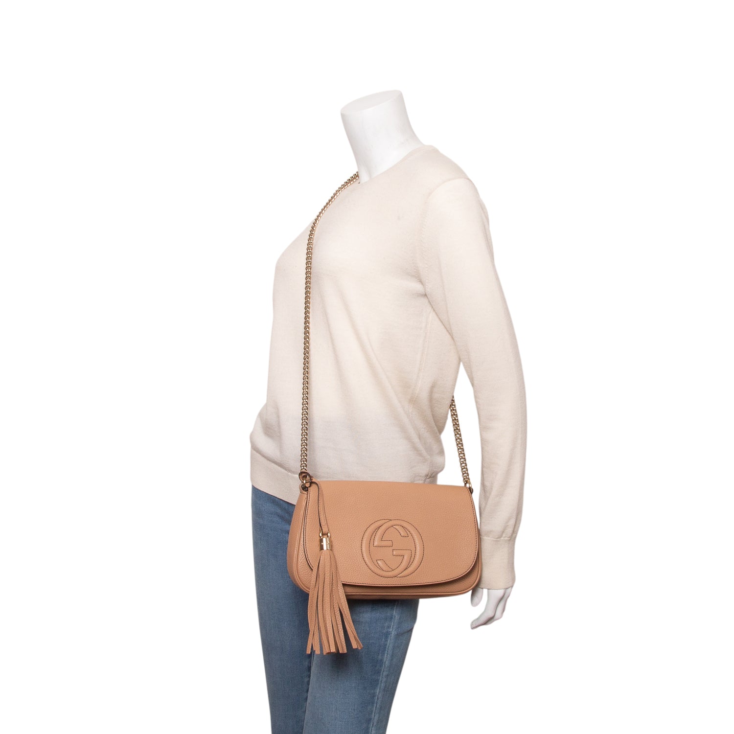 Gucci Brown Leather Medium Soho Flap Crossbody Bag w/ Box