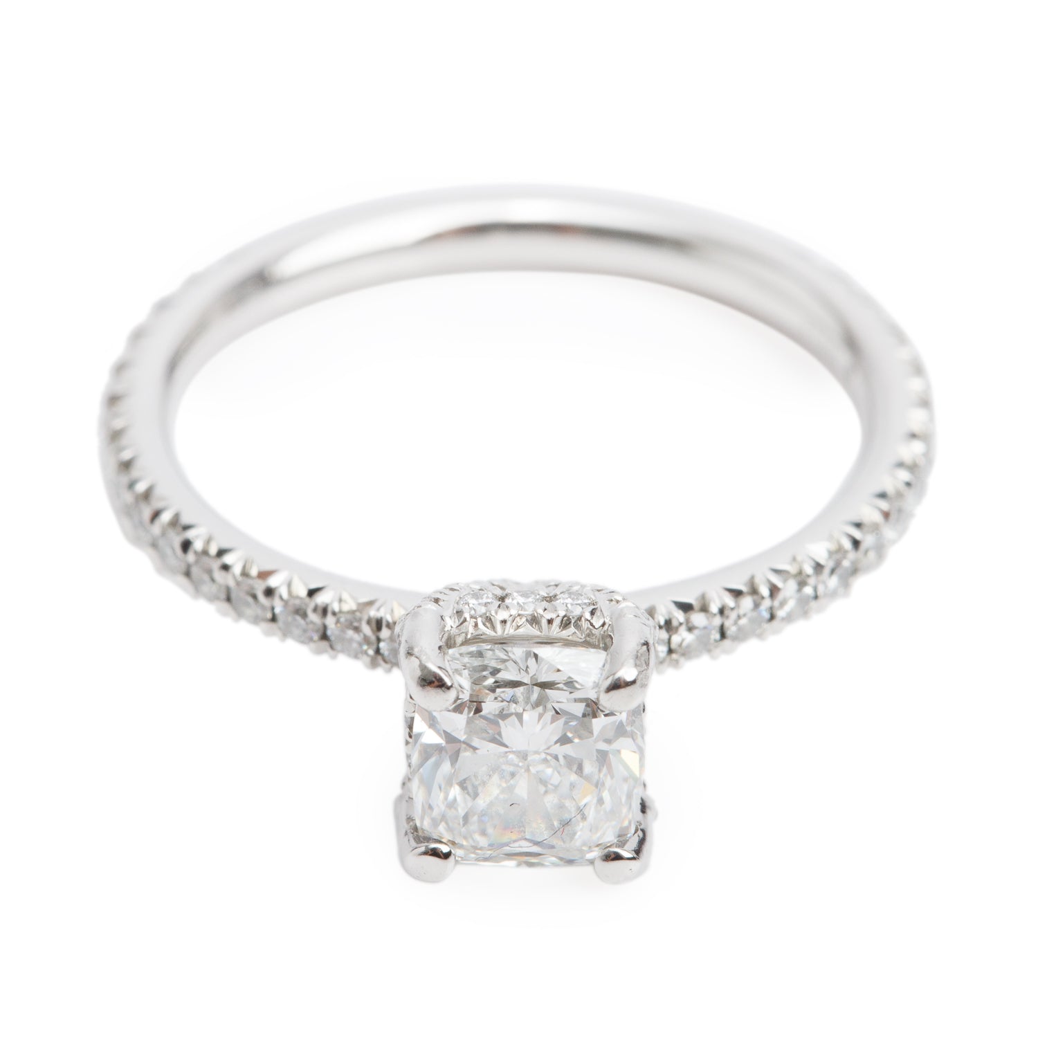 Platinum 1.01 ct. Cushion Cut Diamond Engagement Ring, Size 5.5 w/ GIA Certificate