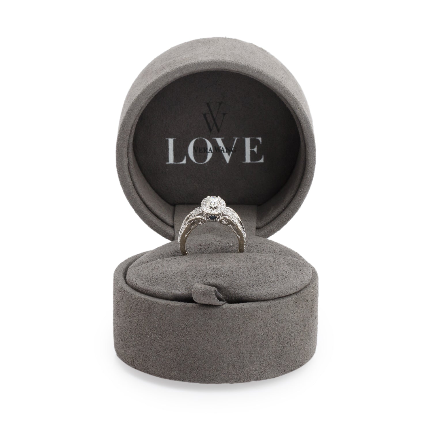 Vera Wang 14k White Gold Love Diamond Engagement Ring, Size 5.75 w/ Box