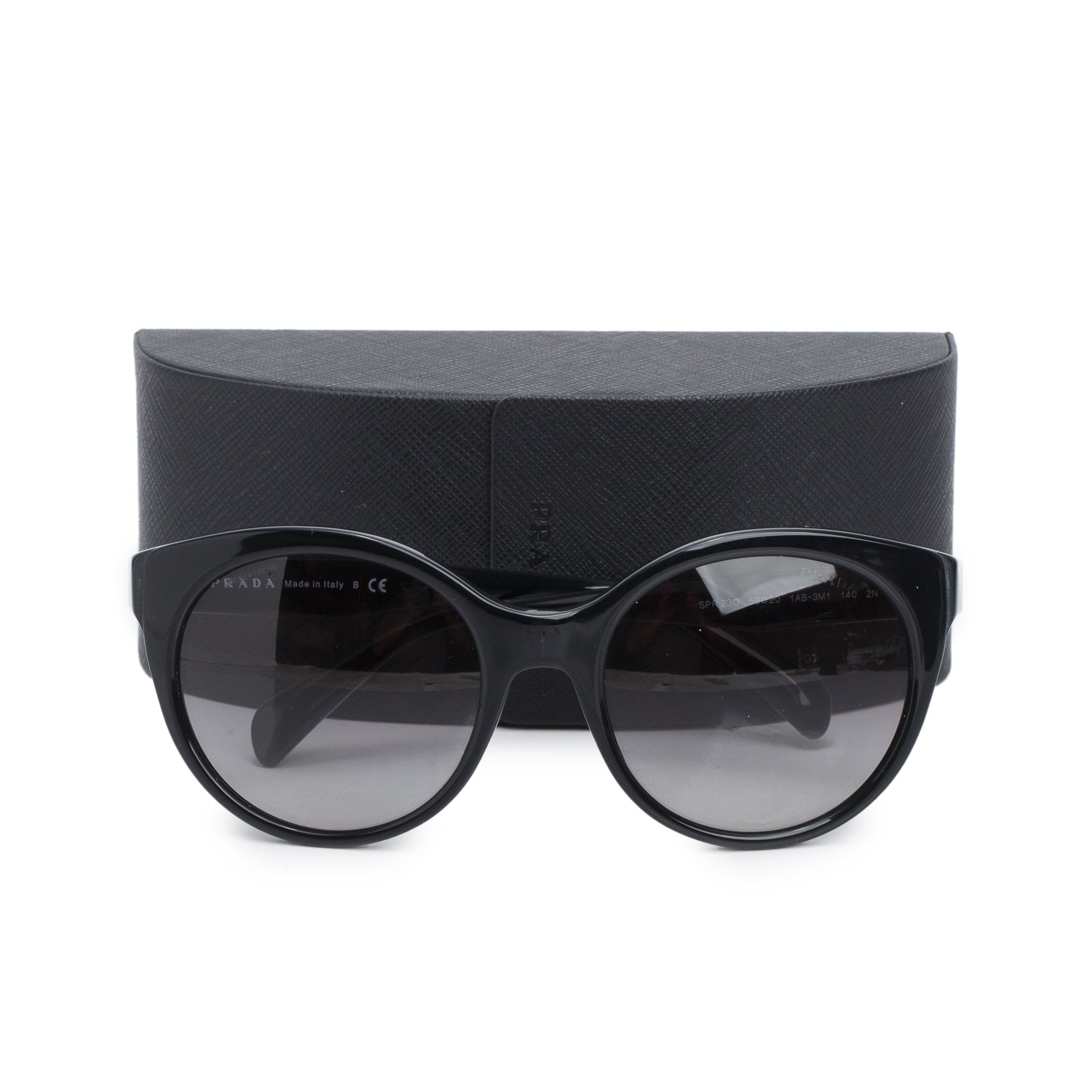 PRADA SPR 230 Black Acetate Cat-Eye Sunglasses w/ Case