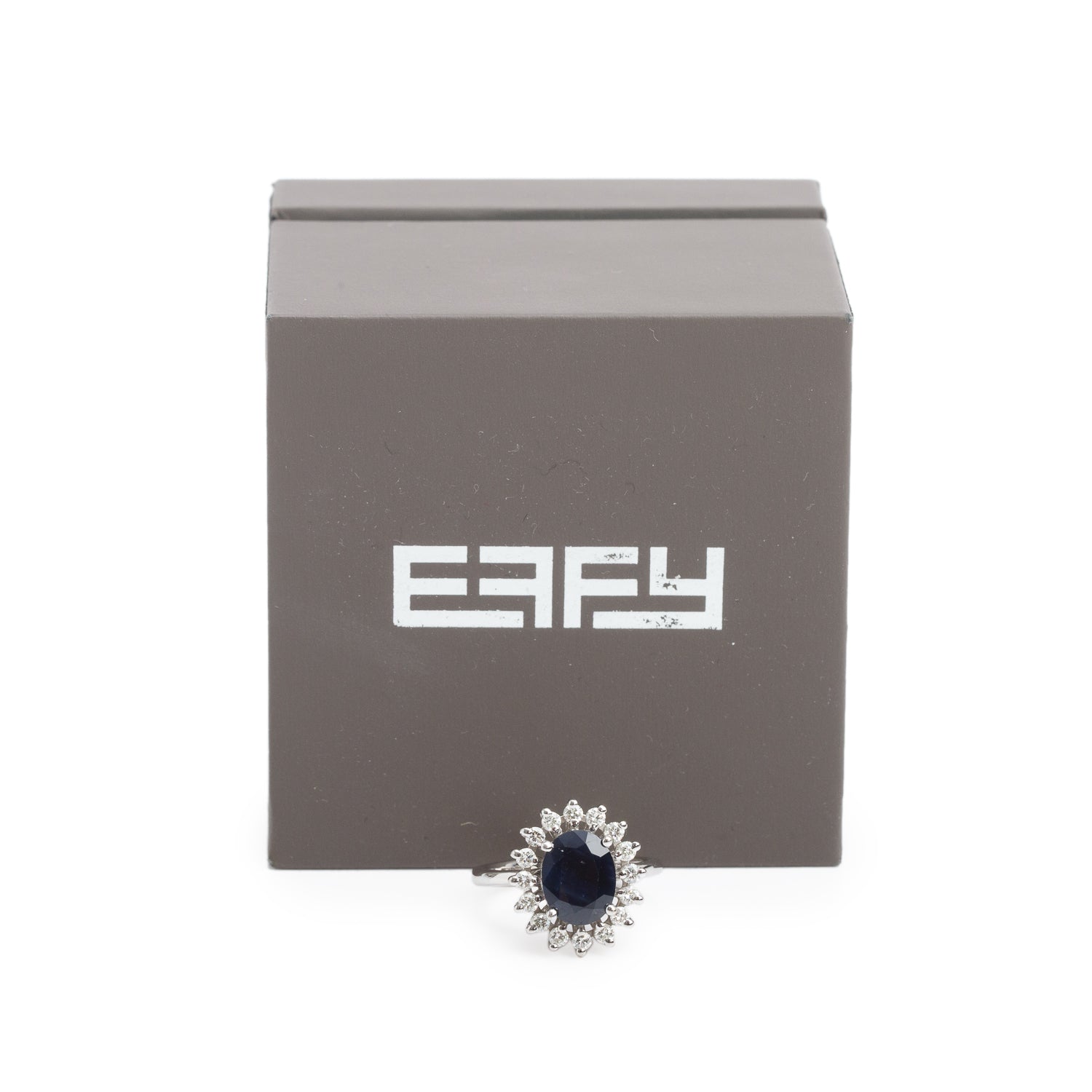 Effy 14k White Gold Blue Sapphire & Diamond Ring, Size 4.75 w/ Box