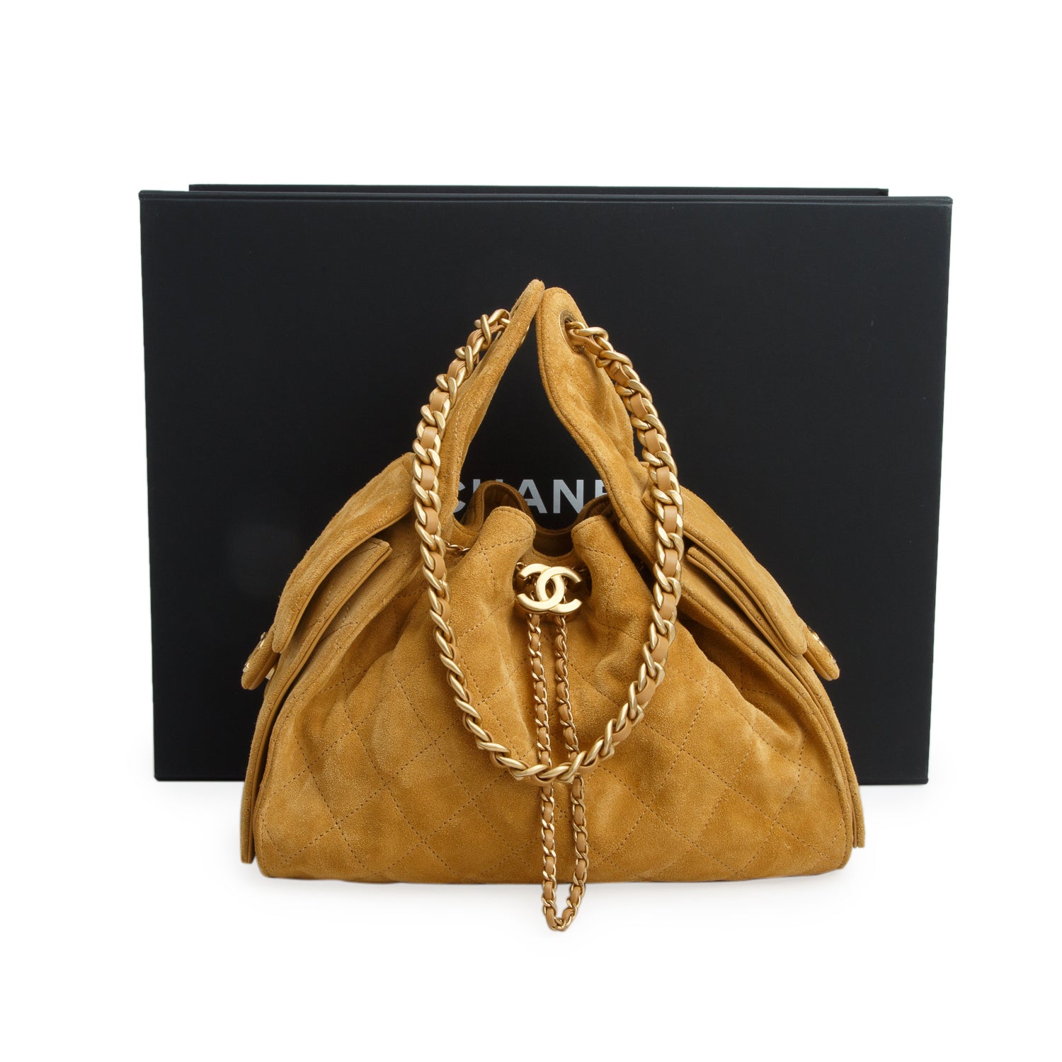 Chanel Tan Suede 25 Small Handbag w/ Box