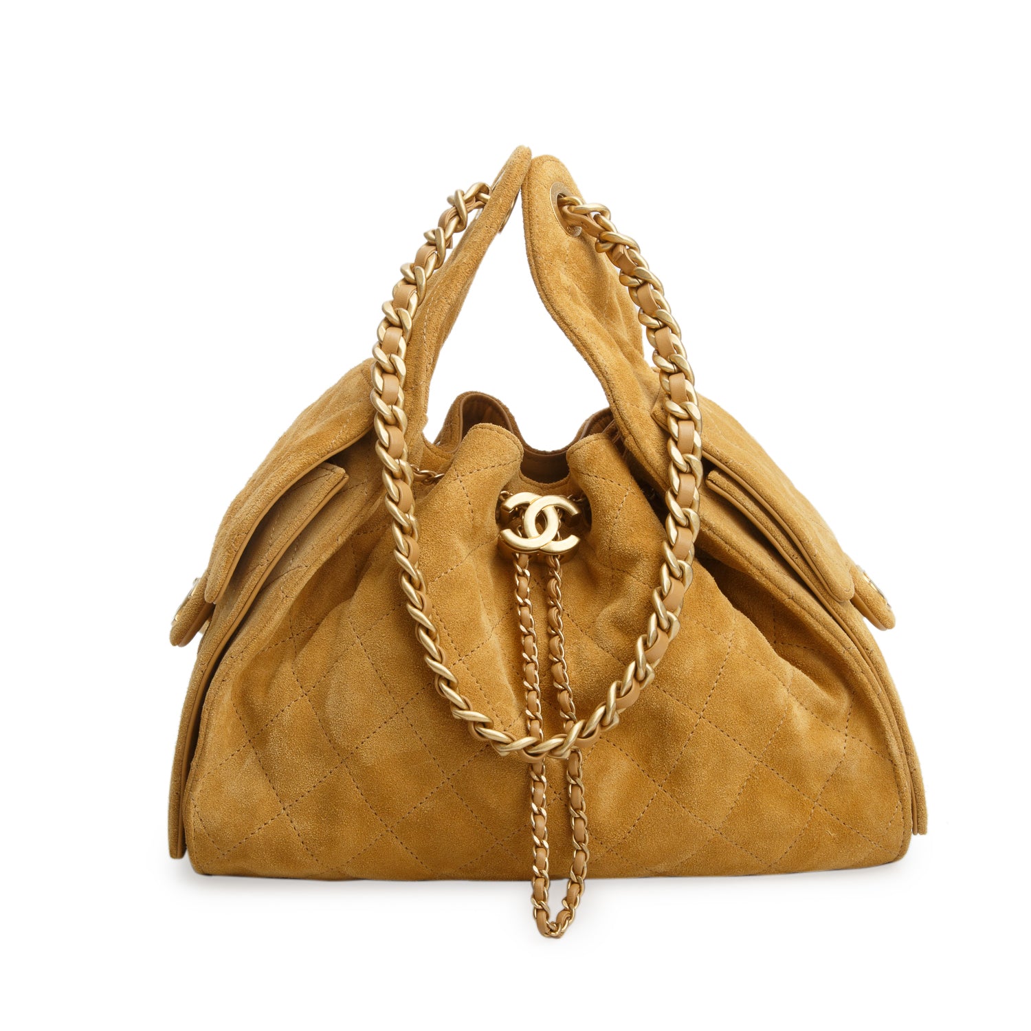 Chanel Tan Suede 25 Small Handbag w/ Box